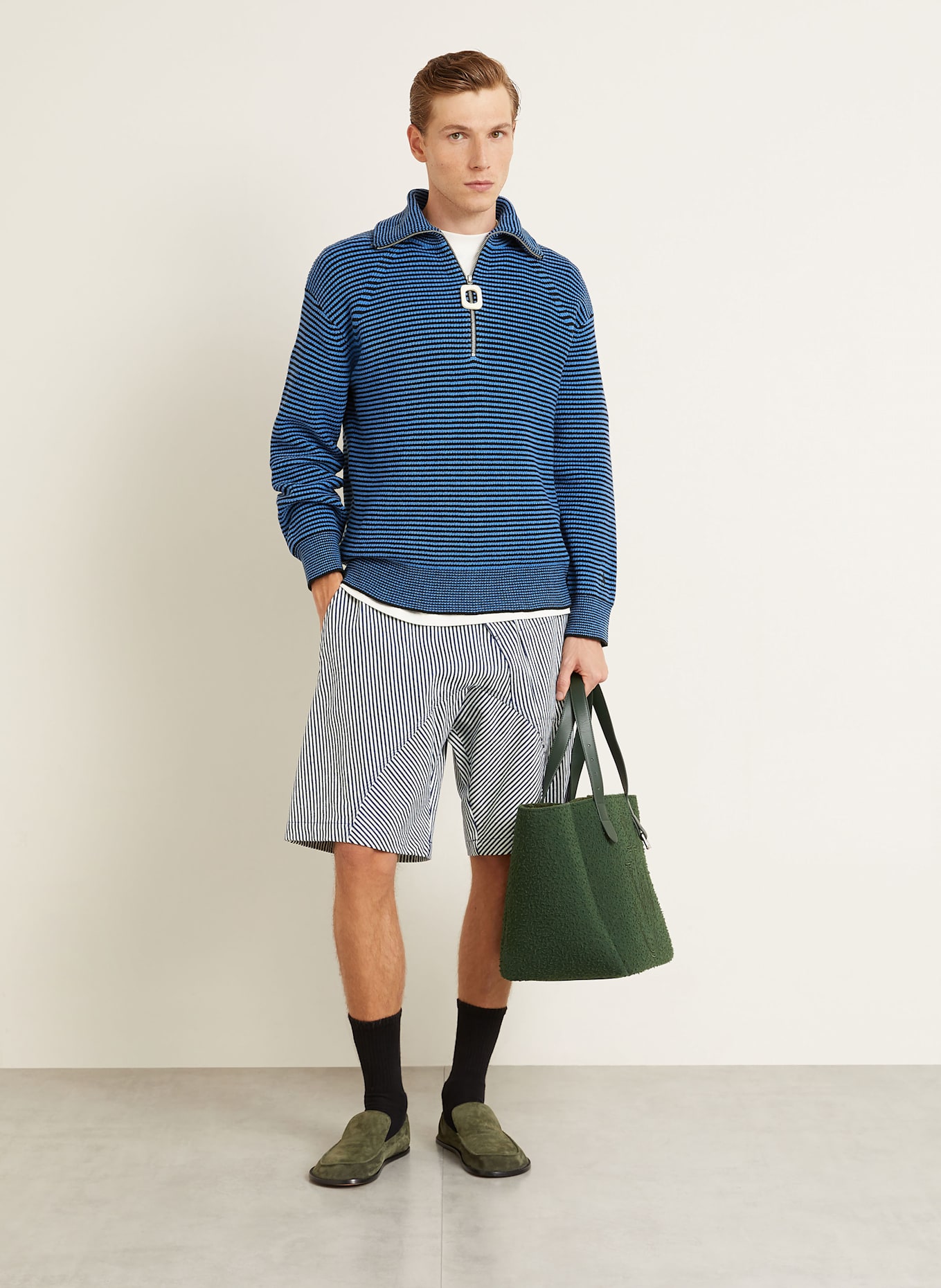 JW ANDERSON Sweter typu troyer: CZARNY / NIEBIESKI