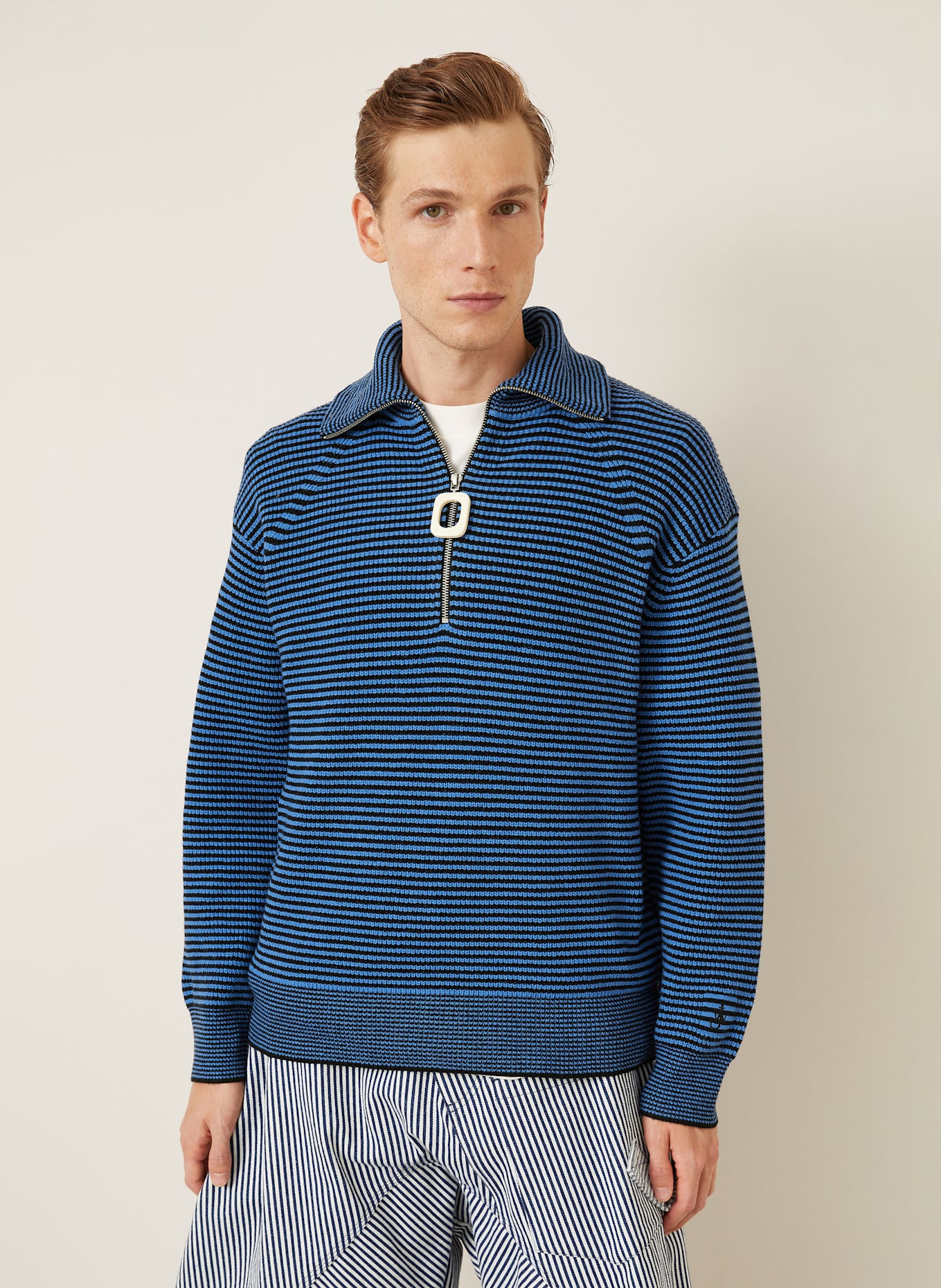 JW ANDERSON Sweter typu troyer: CZARNY / NIEBIESKI
