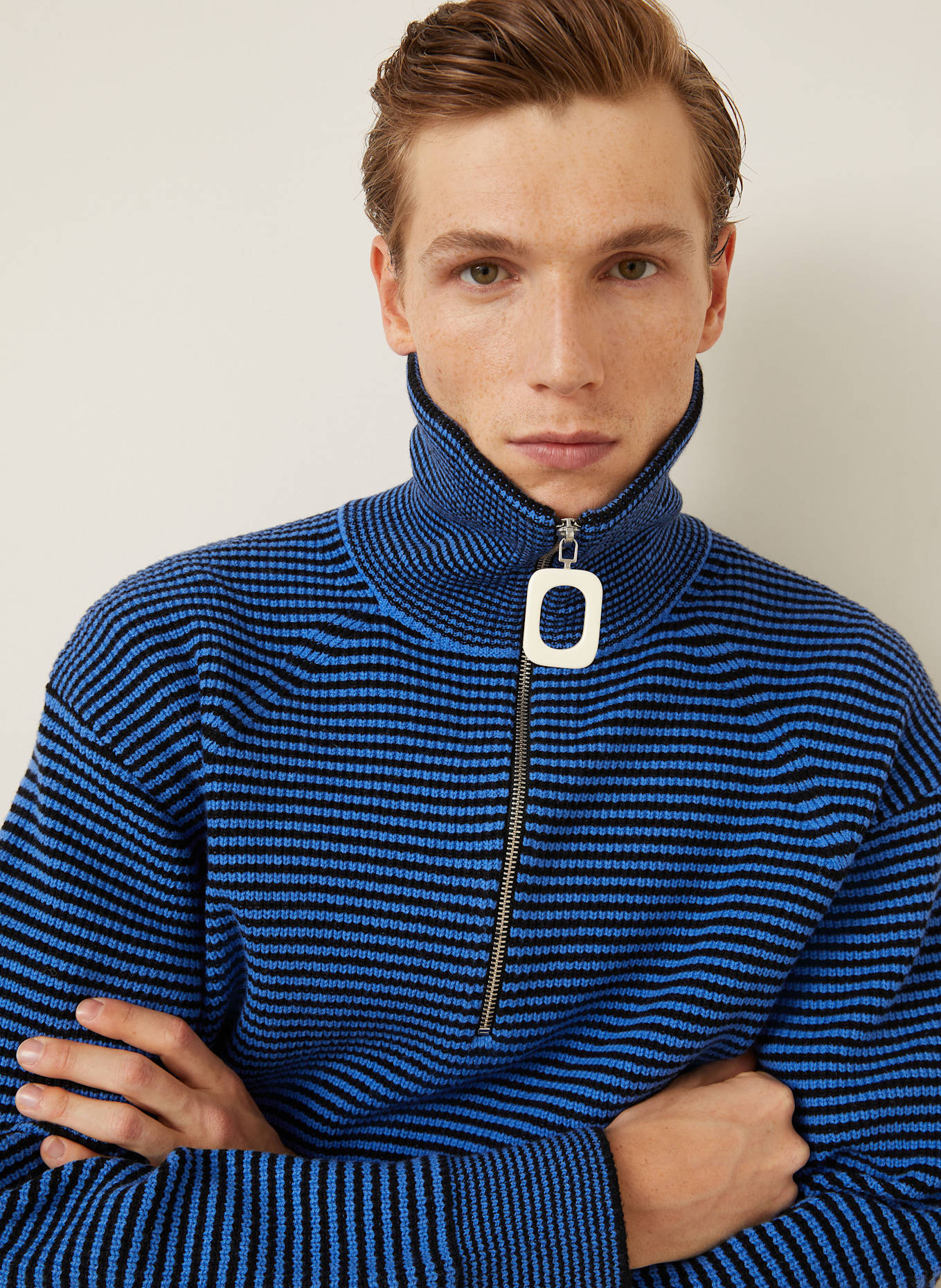 JW ANDERSON Sweter typu troyer: CZARNY / NIEBIESKI