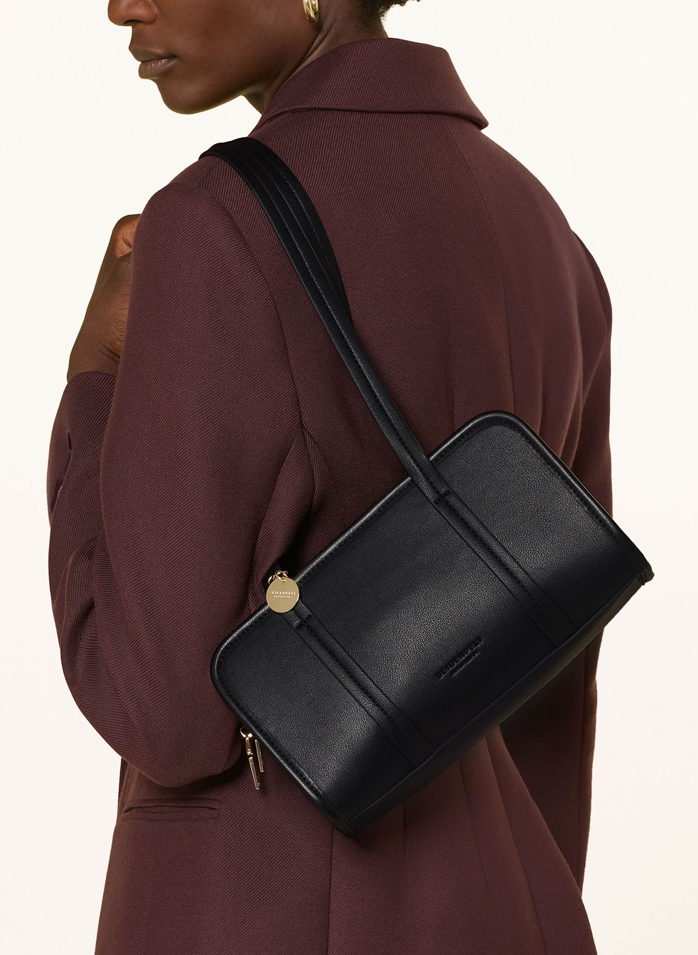 SEIDENFELT Schultertasche NELMA: SCHWARZ