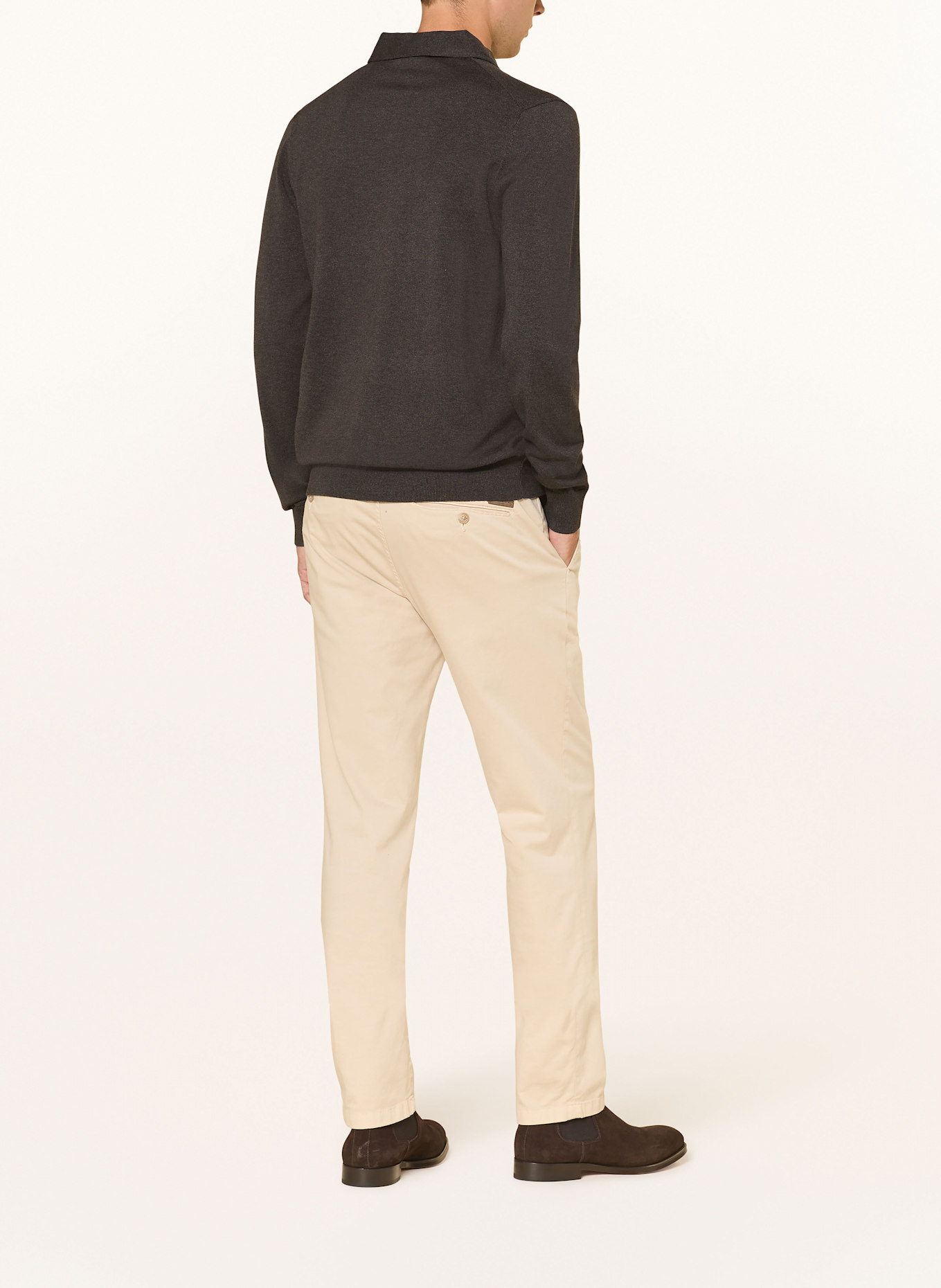 PROFUOMO Strick-Poloshirt: DUNKELBRAUN