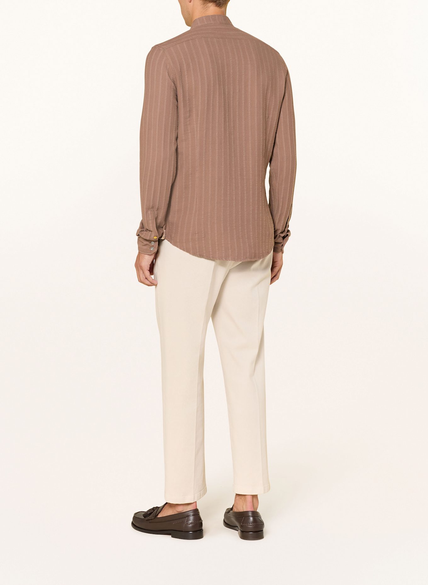 Q1 Manufaktur Hemd Extra Slim Fit mit Stehkragen: BRAUN