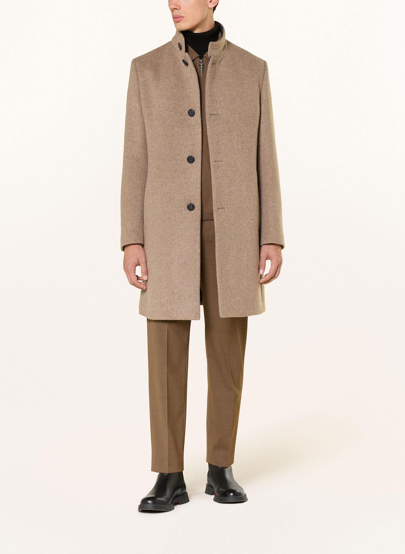 HUGO Wollmantel MINTRAX: HELLBRAUN