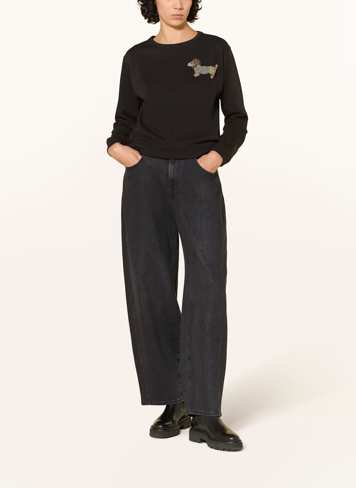 Princess GOES HOLLYWOOD Sweatshirt mit Schmucksteinen: SCHWARZ / ROSÉGOLD / HELLGRÜN