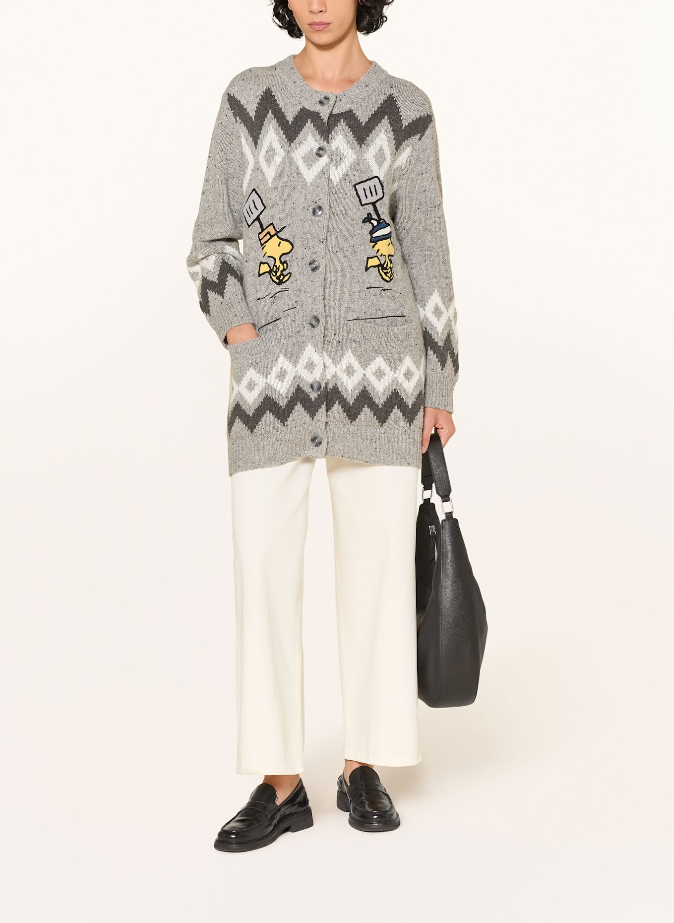 Princess GOES HOLLYWOOD Strickjacke: GRAU / WEISS / DUNKELGRAU