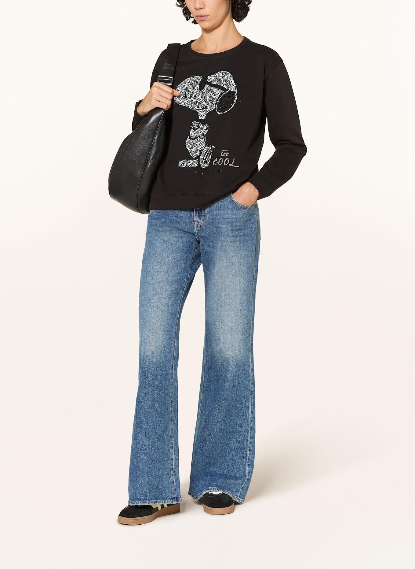 Princess GOES HOLLYWOOD Sweatshirt mit Schmucksteinen: SCHWARZ / WEISS / HELLGRAU