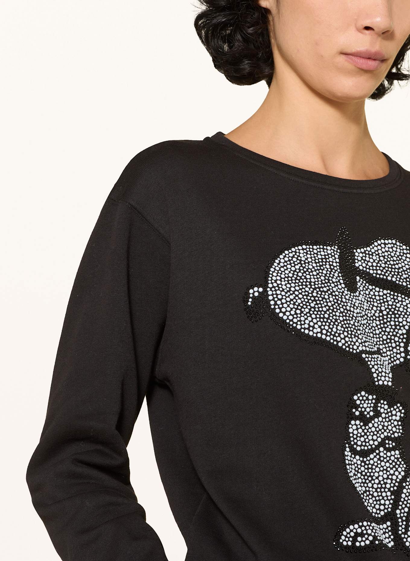 Princess GOES HOLLYWOOD Sweatshirt mit Schmucksteinen: SCHWARZ / WEISS / HELLGRAU