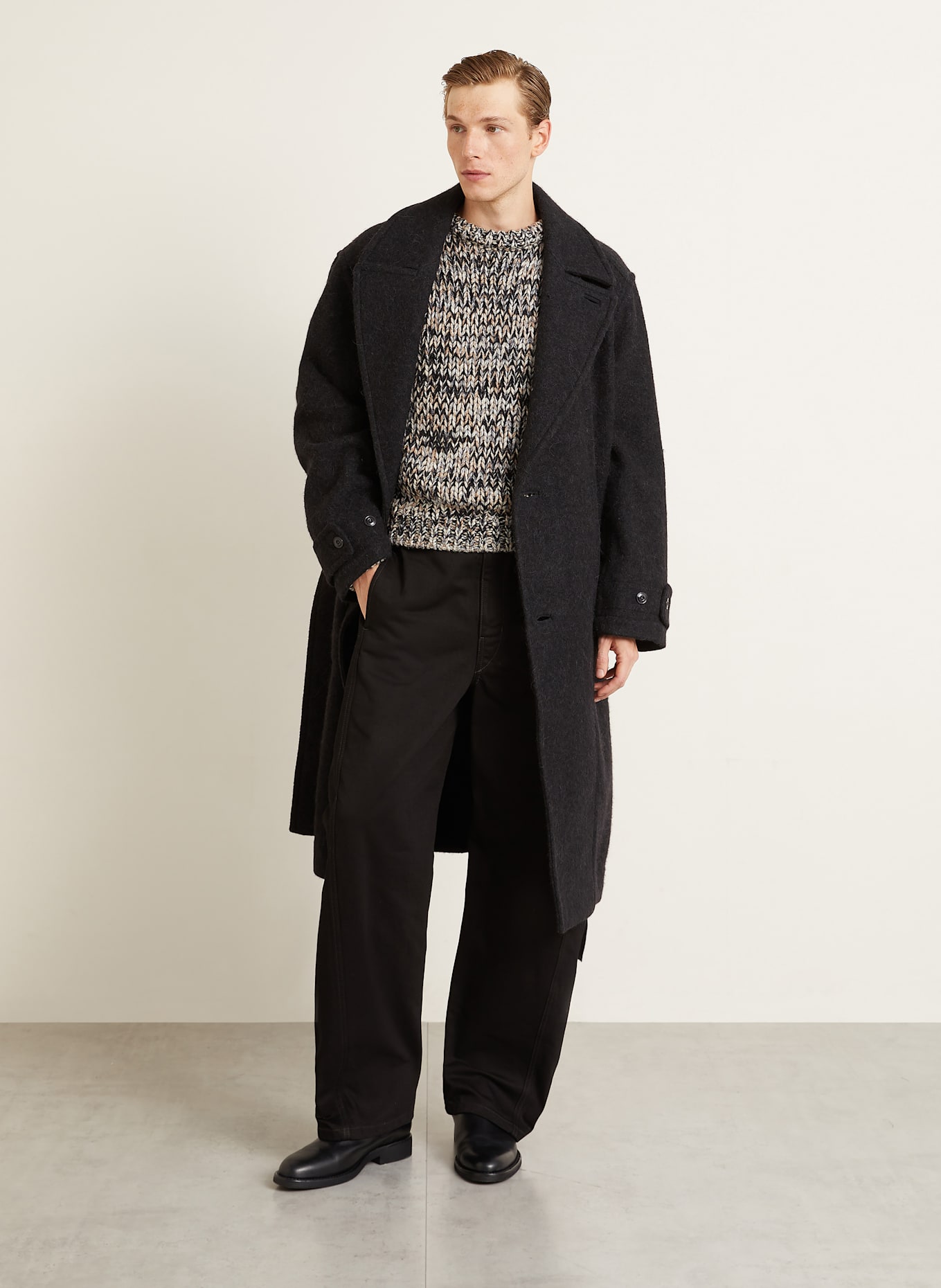 LEMAIRE Pullover: SCHWARZ / GRAU / BEIGE