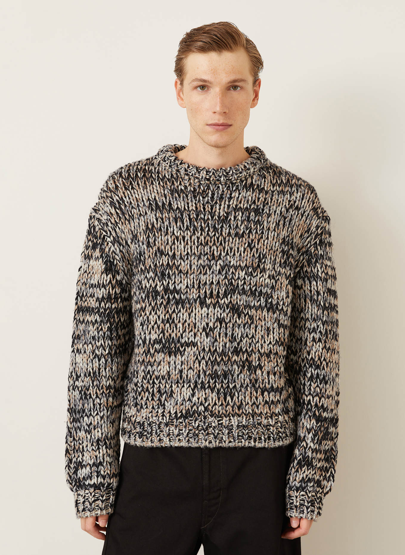 LEMAIRE Pullover: SCHWARZ / GRAU / BEIGE