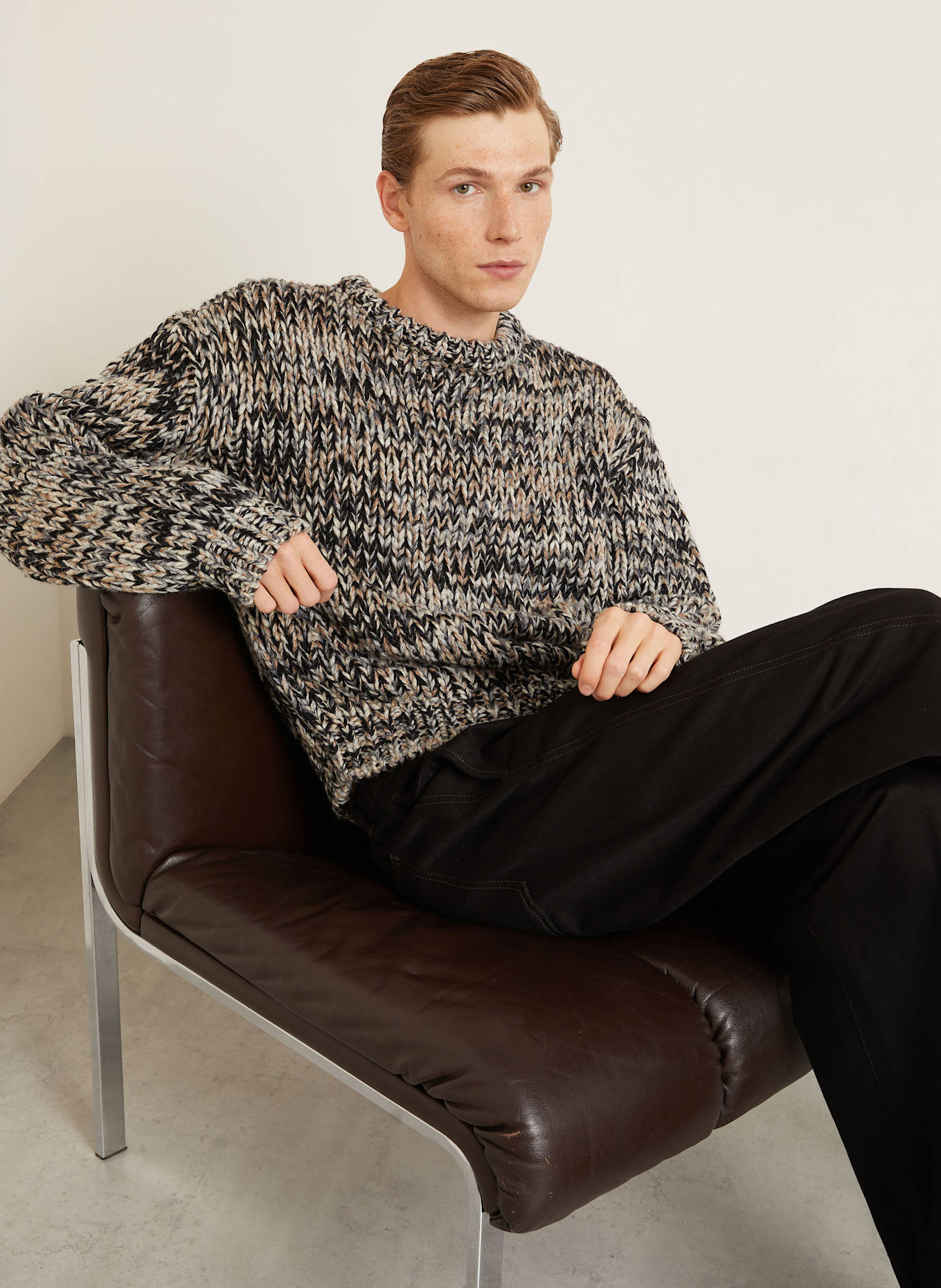 LEMAIRE Pullover: SCHWARZ / GRAU / BEIGE