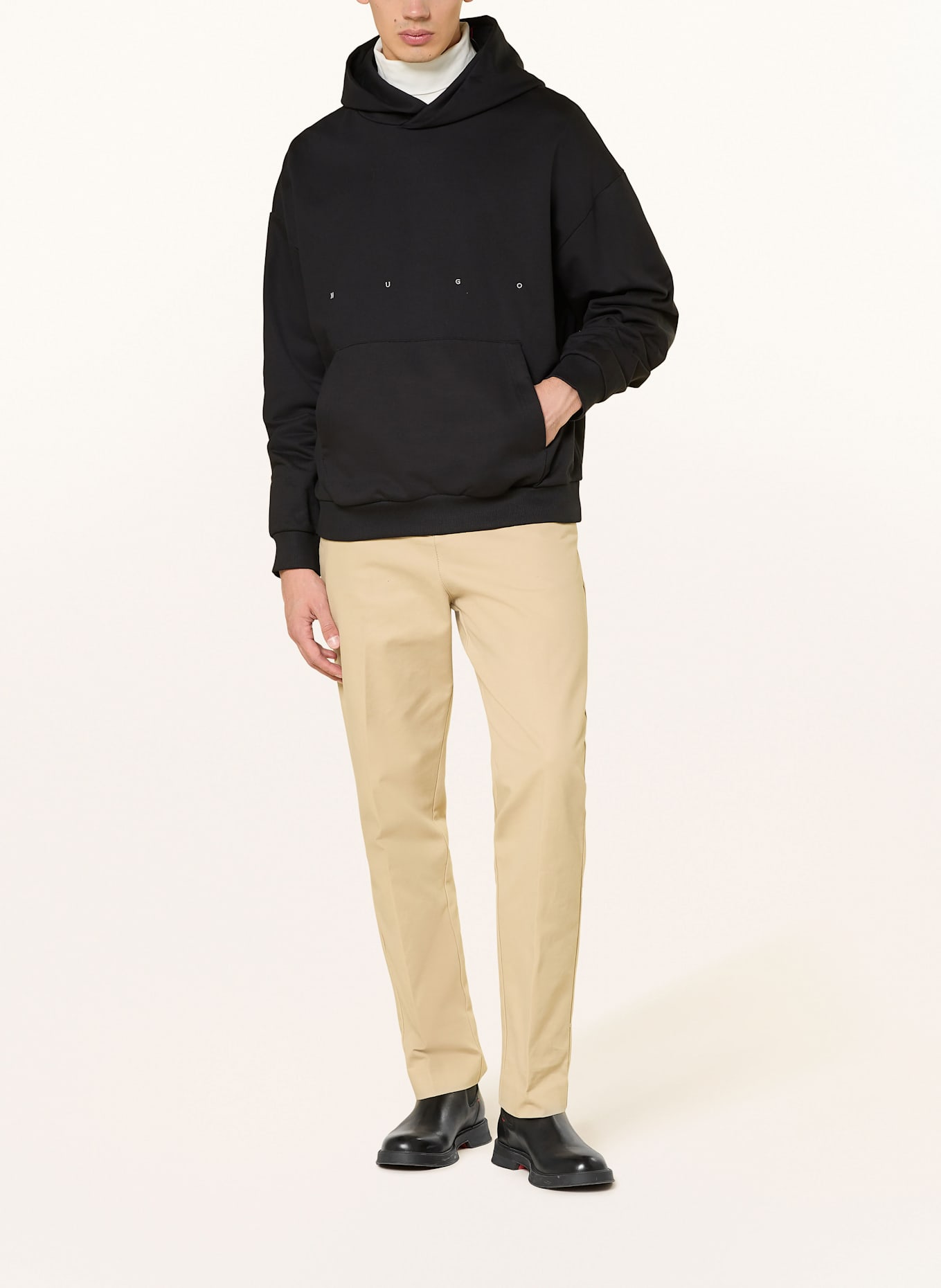 HUGO Hoodie DABILANO: SCHWARZ / SILBER / HELLBRAUN