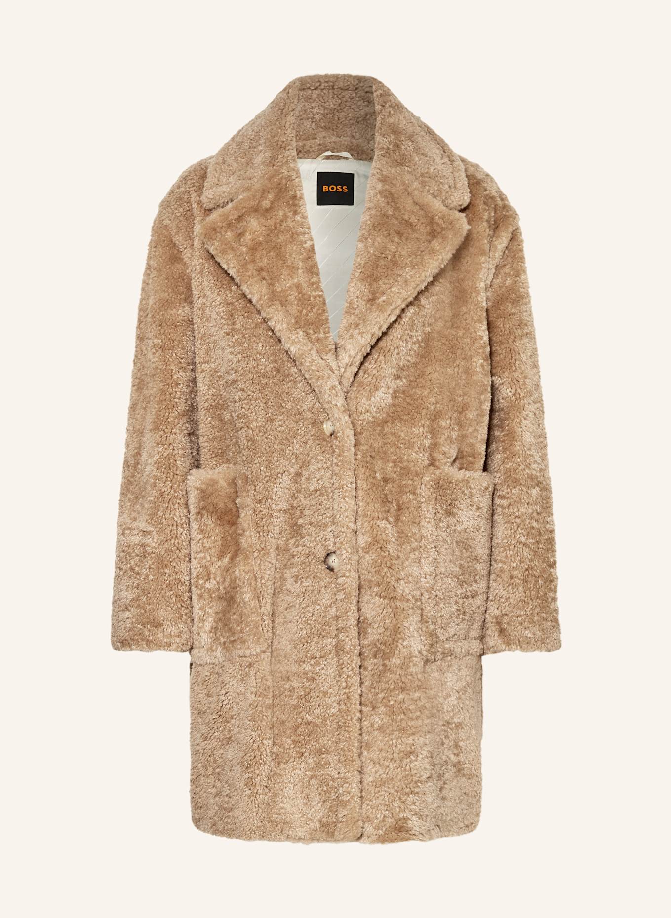 BOSS Teddyfell-Mantel CATEDY: CAMEL