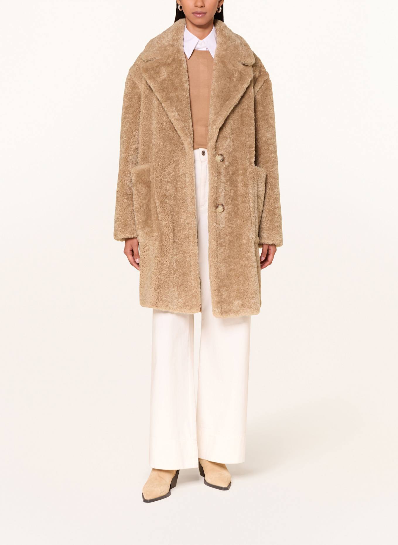 BOSS Teddyfell-Mantel CATEDY: CAMEL