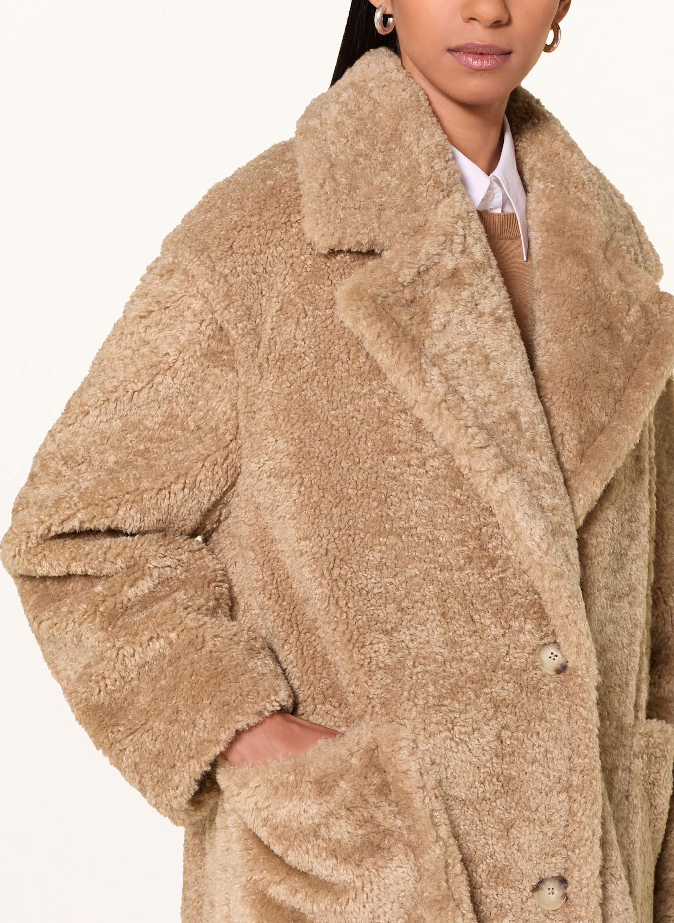 BOSS Teddyfell-Mantel CATEDY: CAMEL