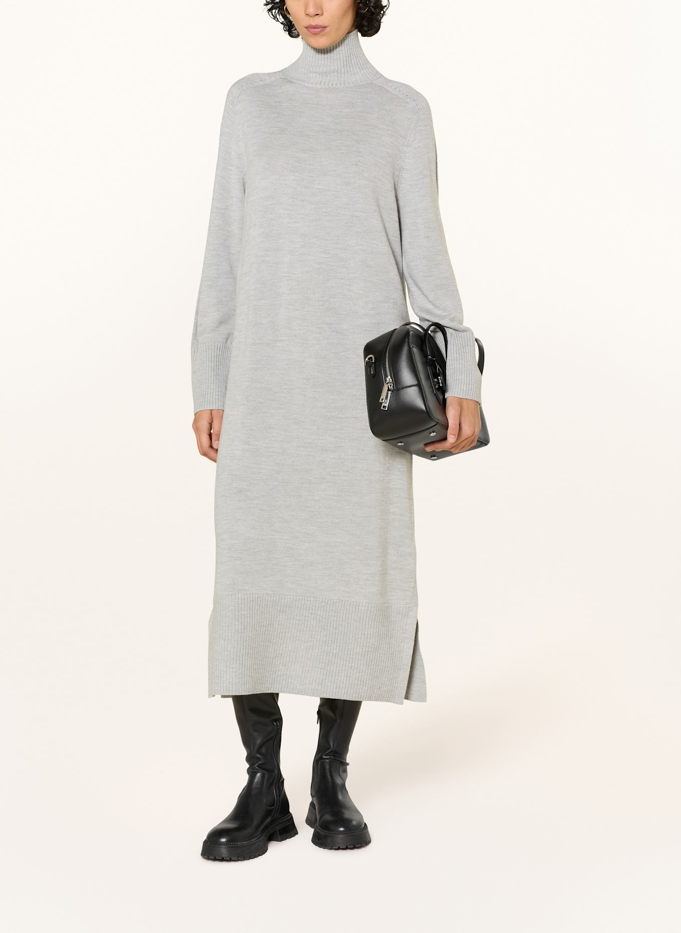 BOSS Strickkleid FAGLIATELLE: HELLGRAU