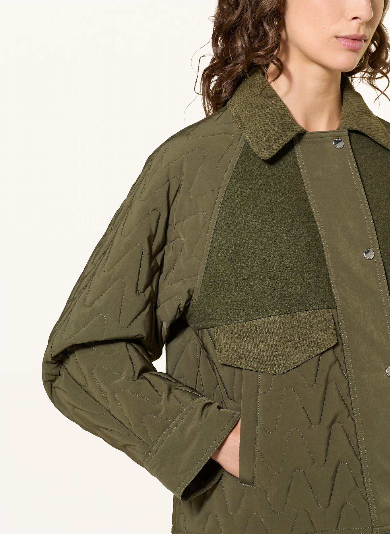 BOSS Steppjacke PABORI im Materialmix: GRÜN