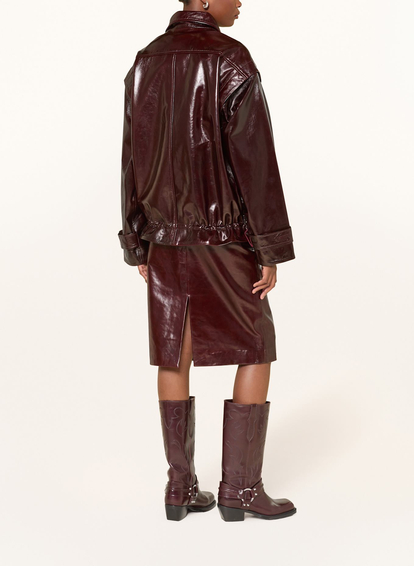 REMAIN Oversized-Lederjacke: DUNKELROT