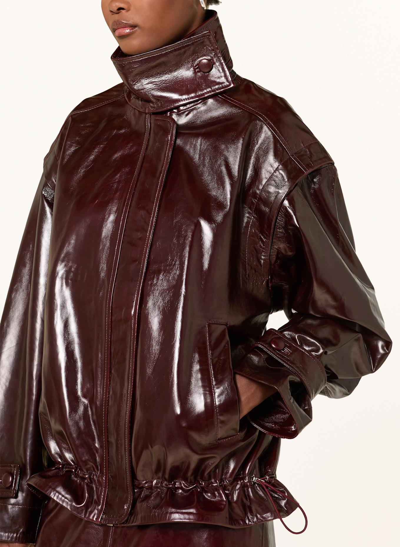 REMAIN Oversized-Lederjacke: DUNKELROT