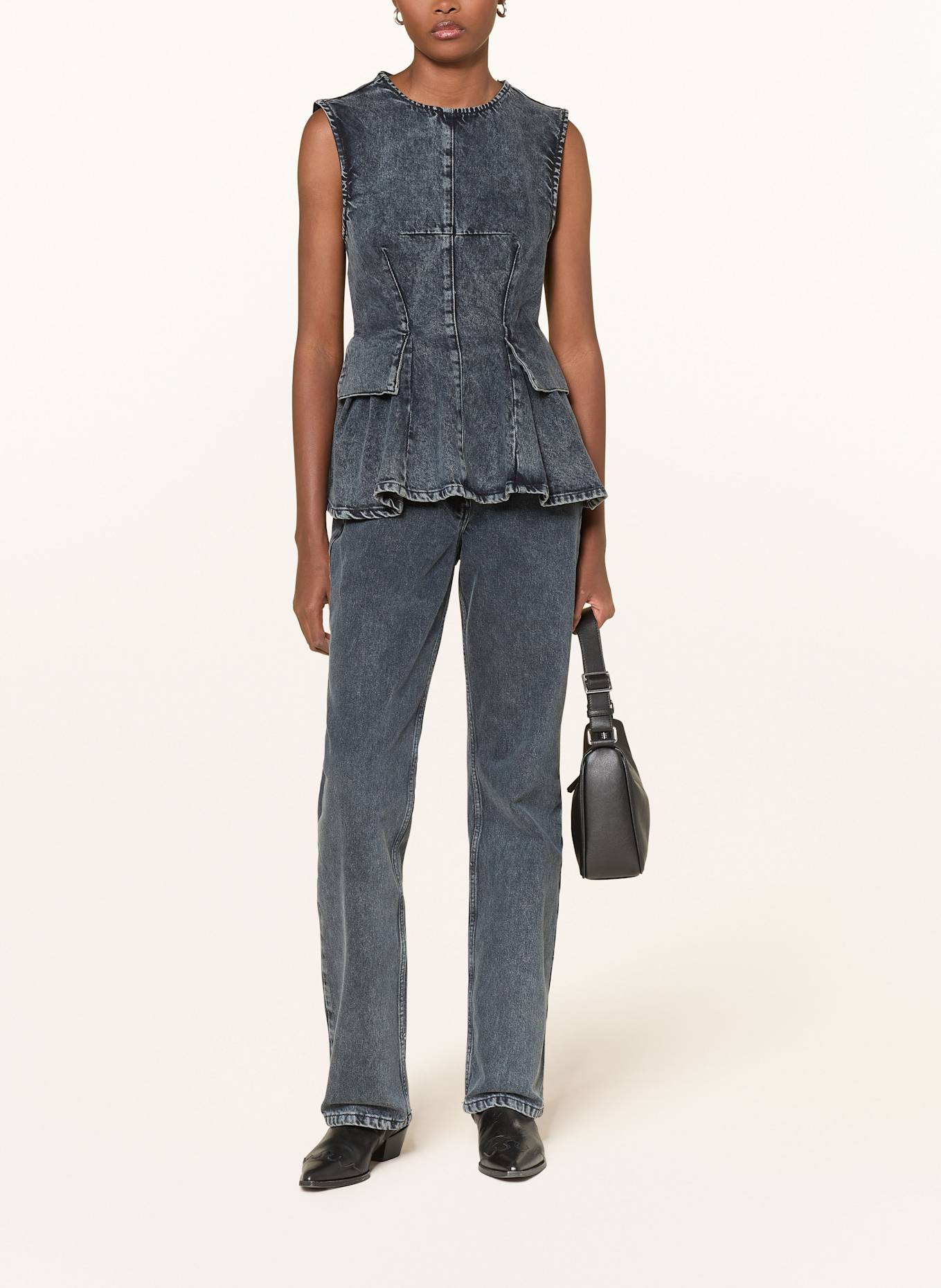 REMAIN Jeansy straight: 100 BLACK