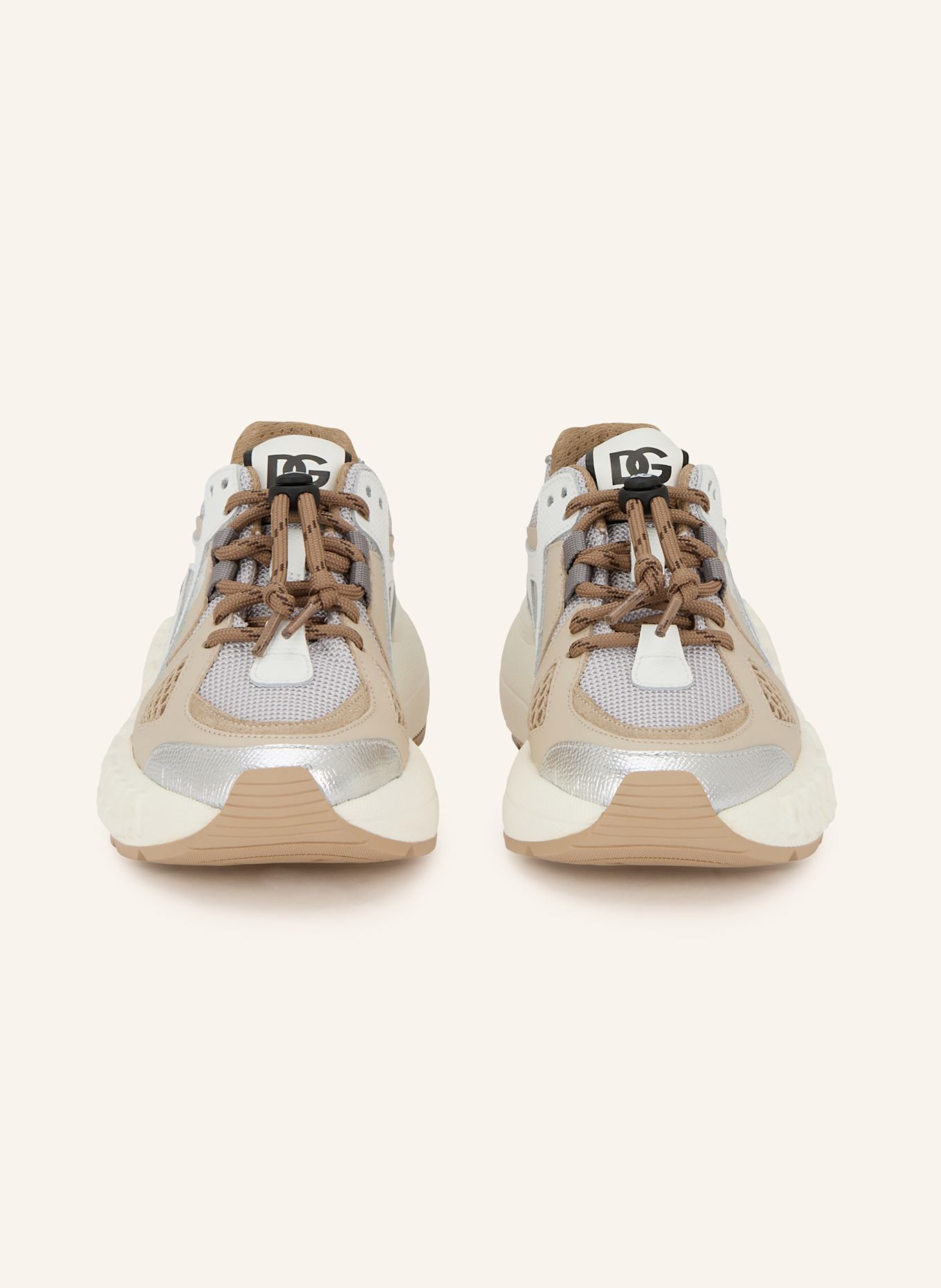 DOLCE & GABBANA Sneaker: WEISS / HELLBRAUN / SILBER