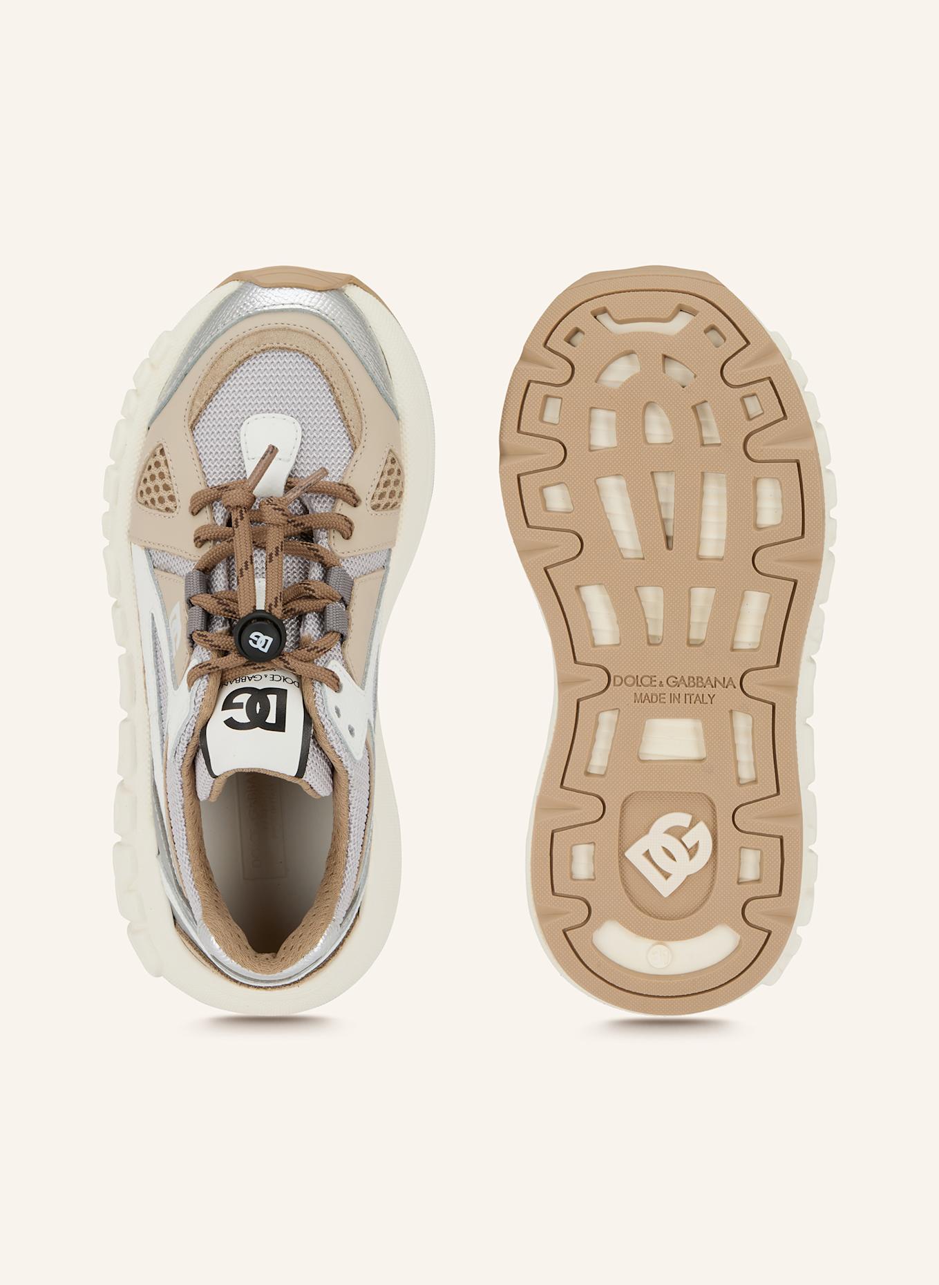 DOLCE & GABBANA Sneaker: WEISS / HELLBRAUN / SILBER