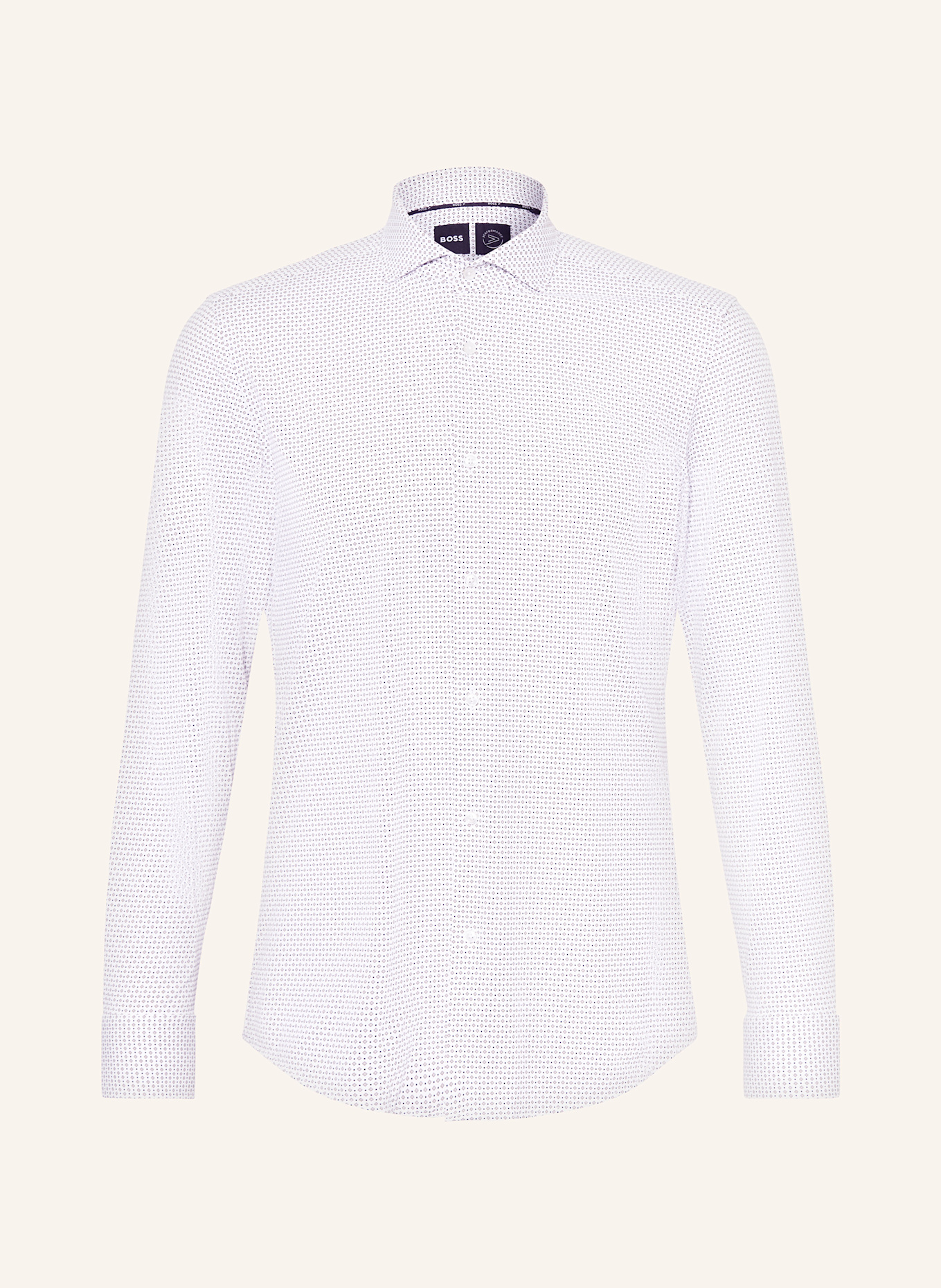 BOSS Hemd HANK Slim Fit: WEISS / KHAKI