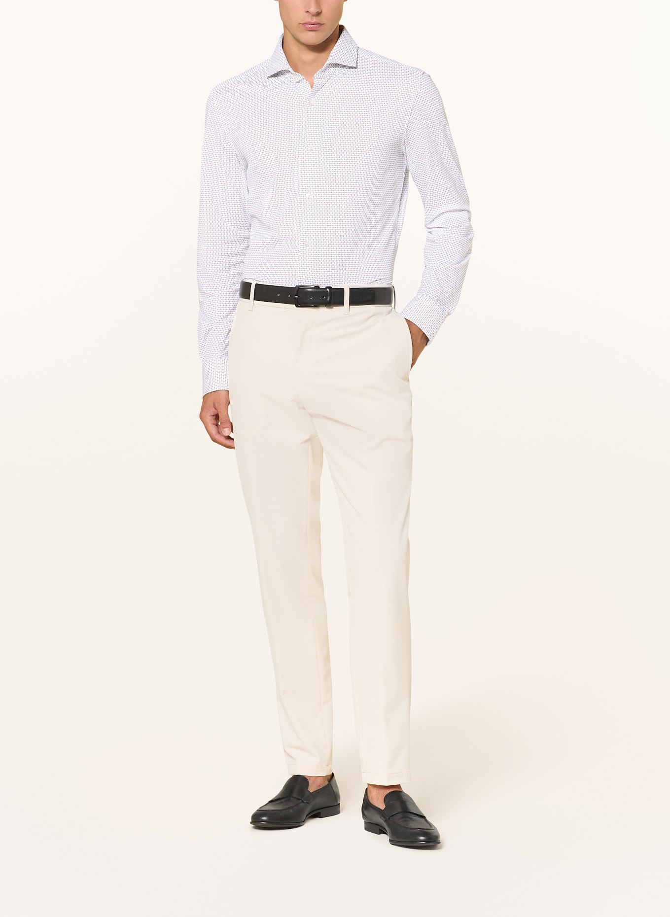 BOSS Hemd HANK Slim Fit: WEISS / KHAKI