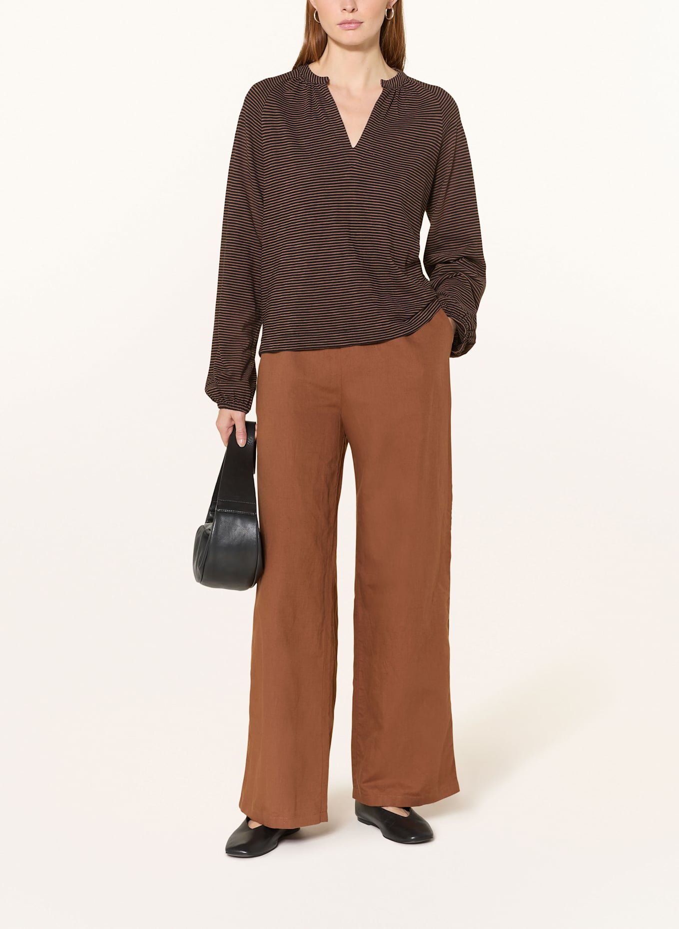 LANIUS Longsleeve: ZWART / BRUIN