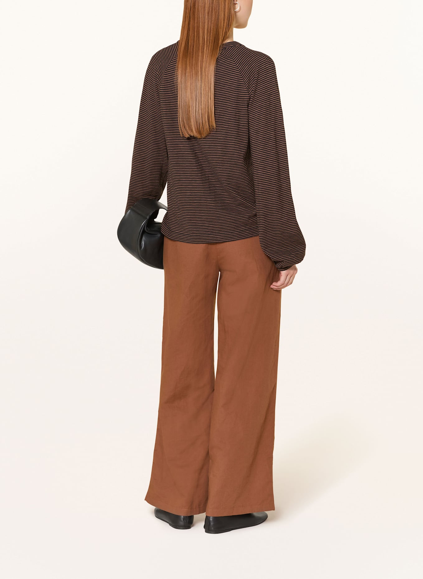 LANIUS Longsleeve: ZWART / BRUIN