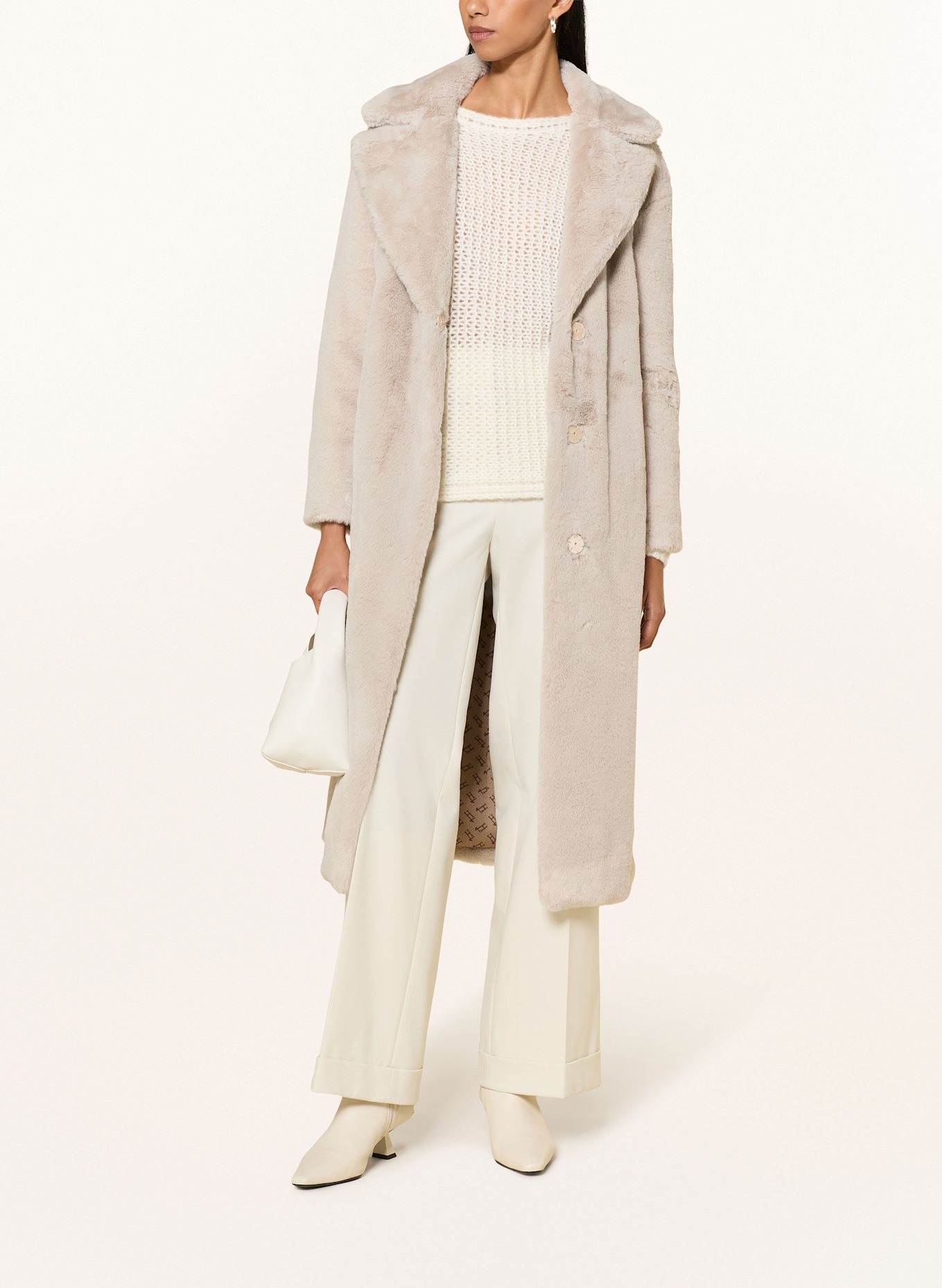 HERNO Kunstfell-Mantel: HELLGRAU