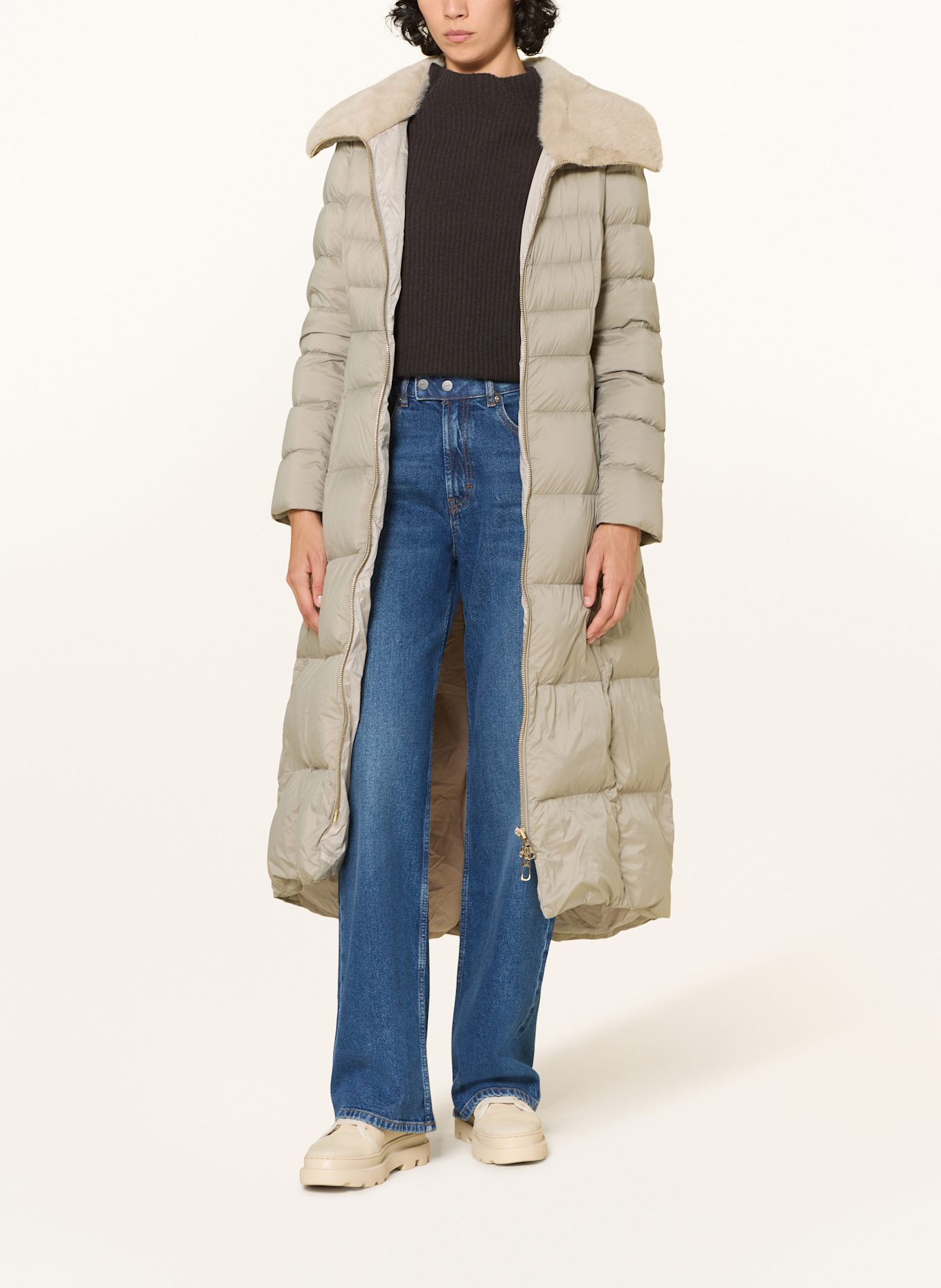 DUNO Daunenmantel MELROSE mit Kunstfell: CAMEL