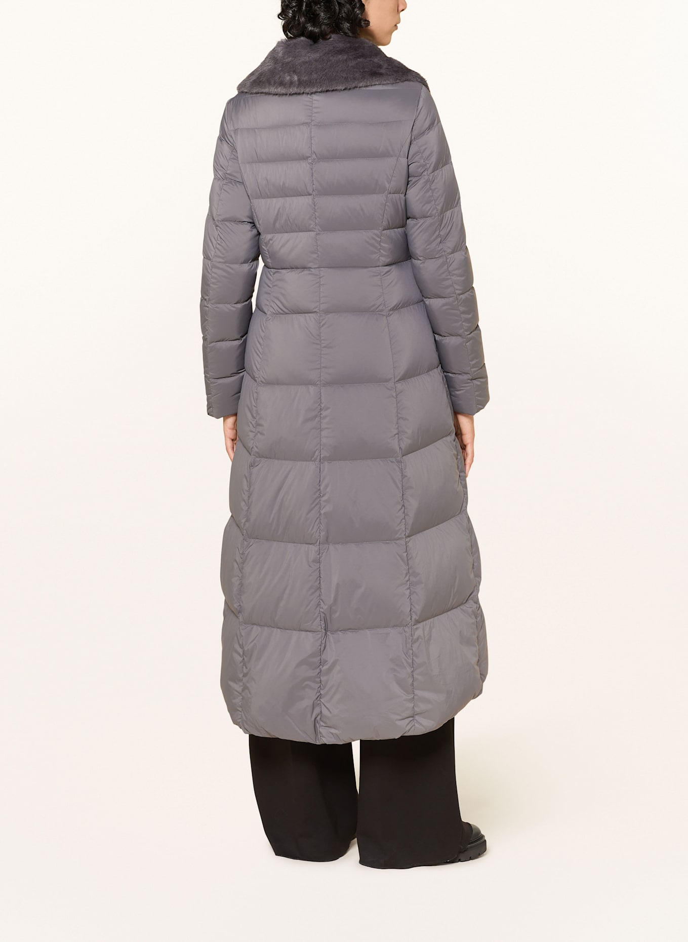 DUNO Daunenmantel MELROSE mit Kunstfell: GRAU