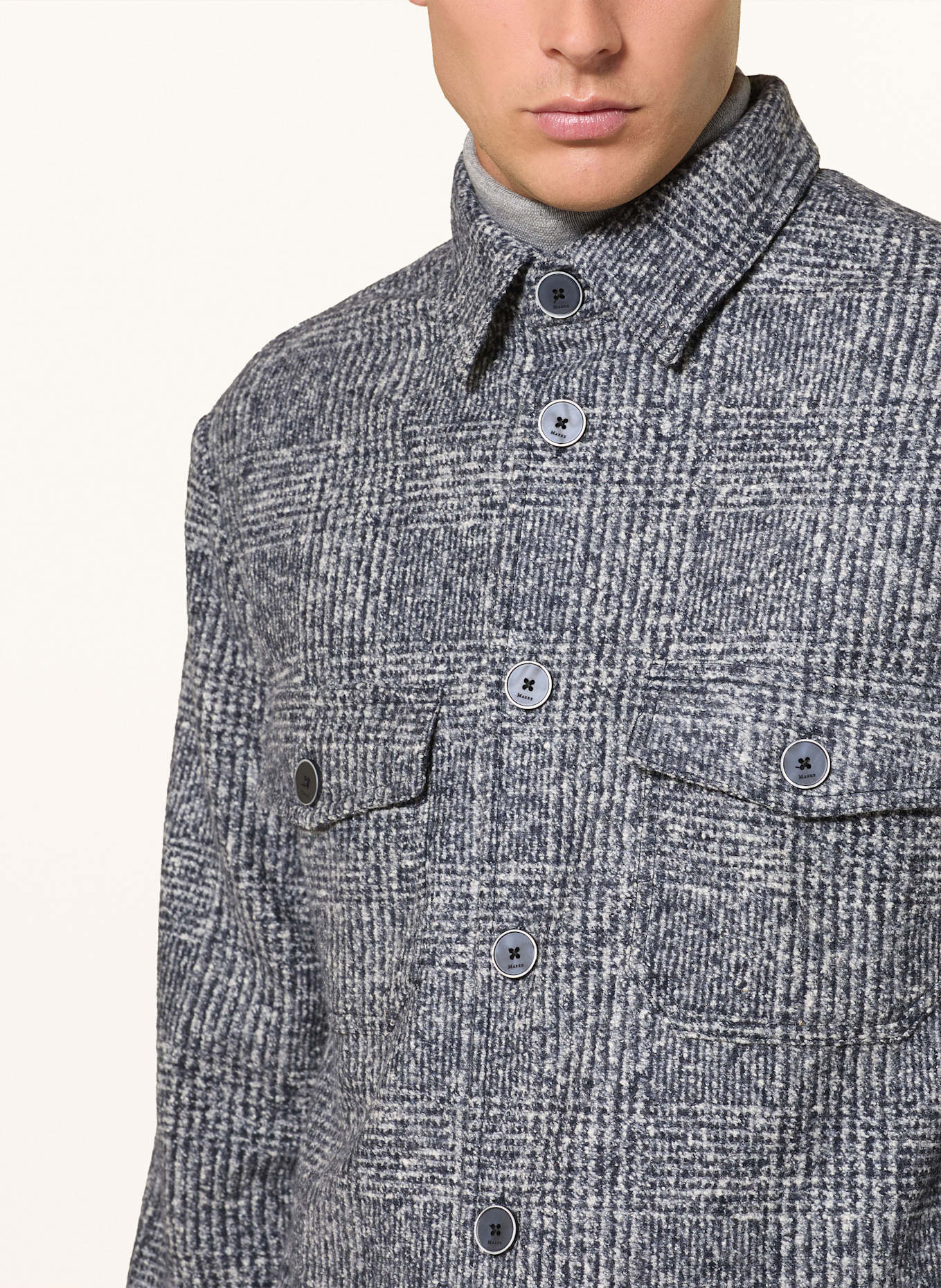 MAERZ MUENCHEN Overshirt: DUNKELBLAU / WEISS