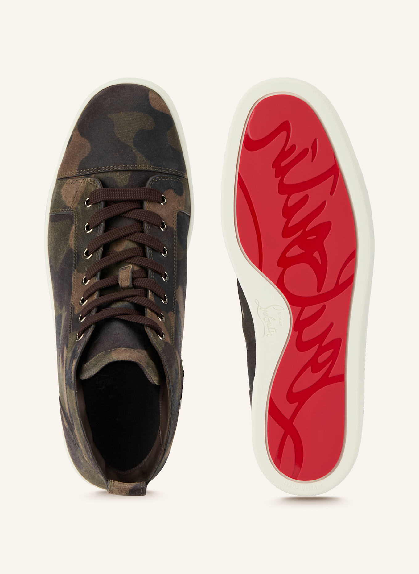 Christian Louboutin Hightop-Sneaker LOUIS: KHAKI / DUNKELBRAUN