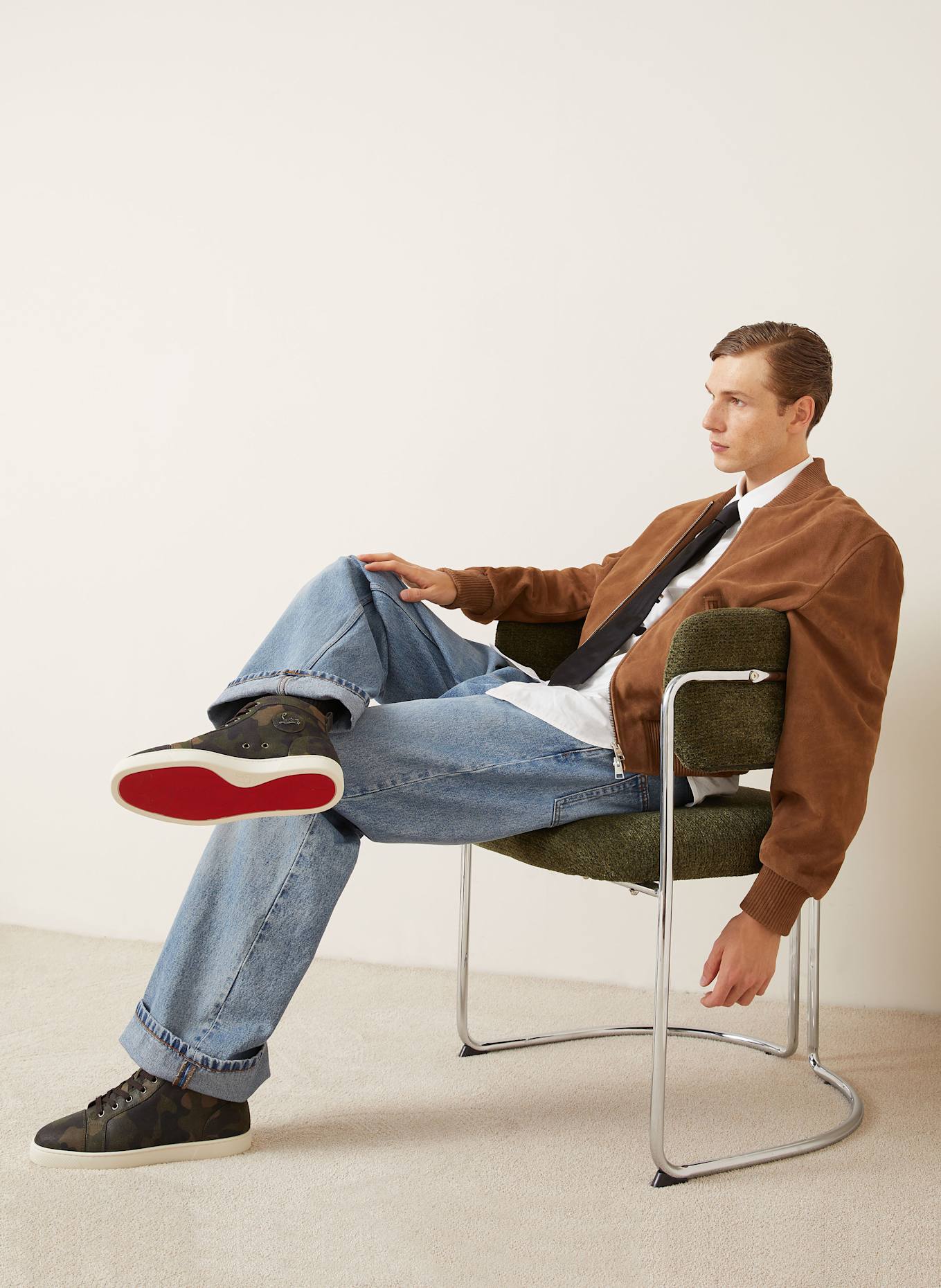 Christian Louboutin Hightop-Sneaker LOUIS: KHAKI / DUNKELBRAUN