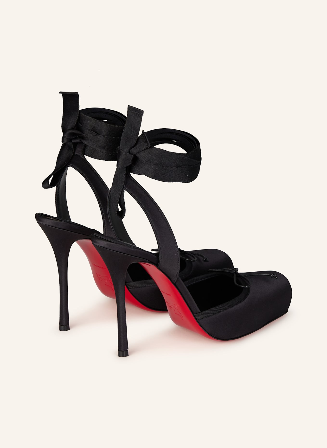 Christian Louboutin Slingpumps s otevřenou patou CASSIA LACE UP 100: ČERNÁ