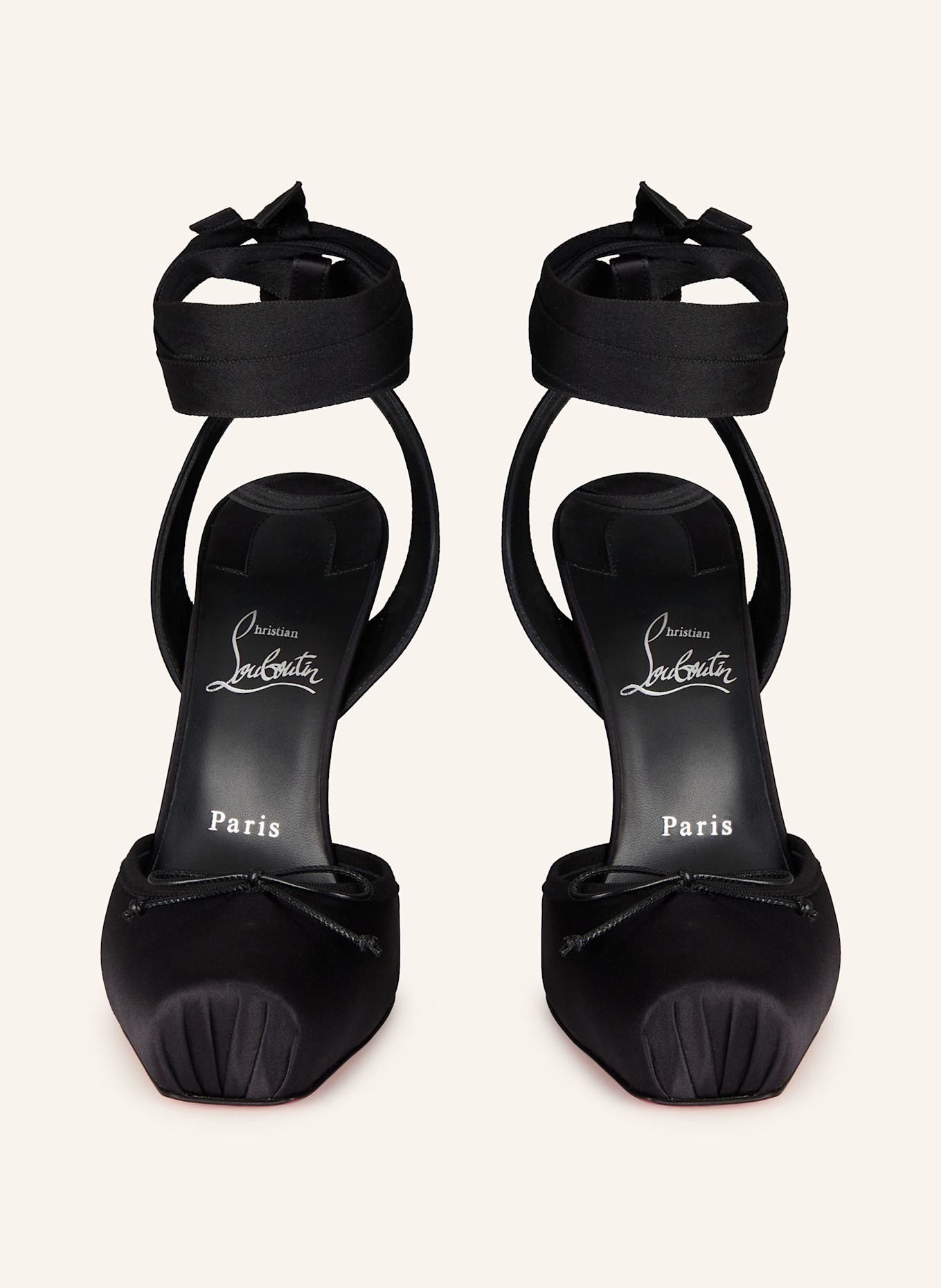 Christian Louboutin Slingpumps s otevřenou patou CASSIA LACE UP 100: ČERNÁ