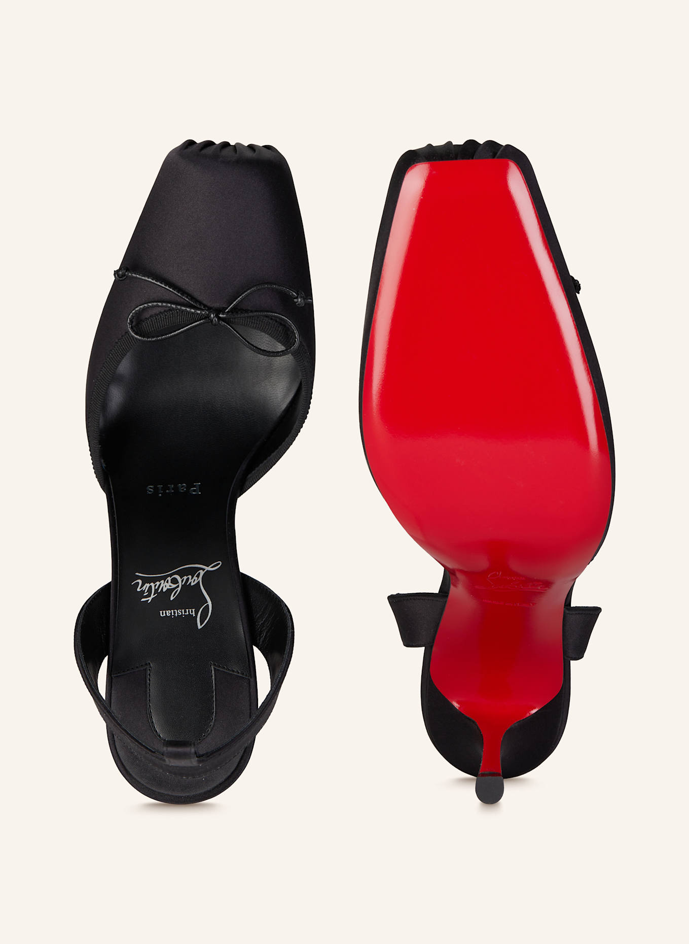 Christian Louboutin Slingpumps s otevřenou patou CASSIA LACE UP 100: ČERNÁ