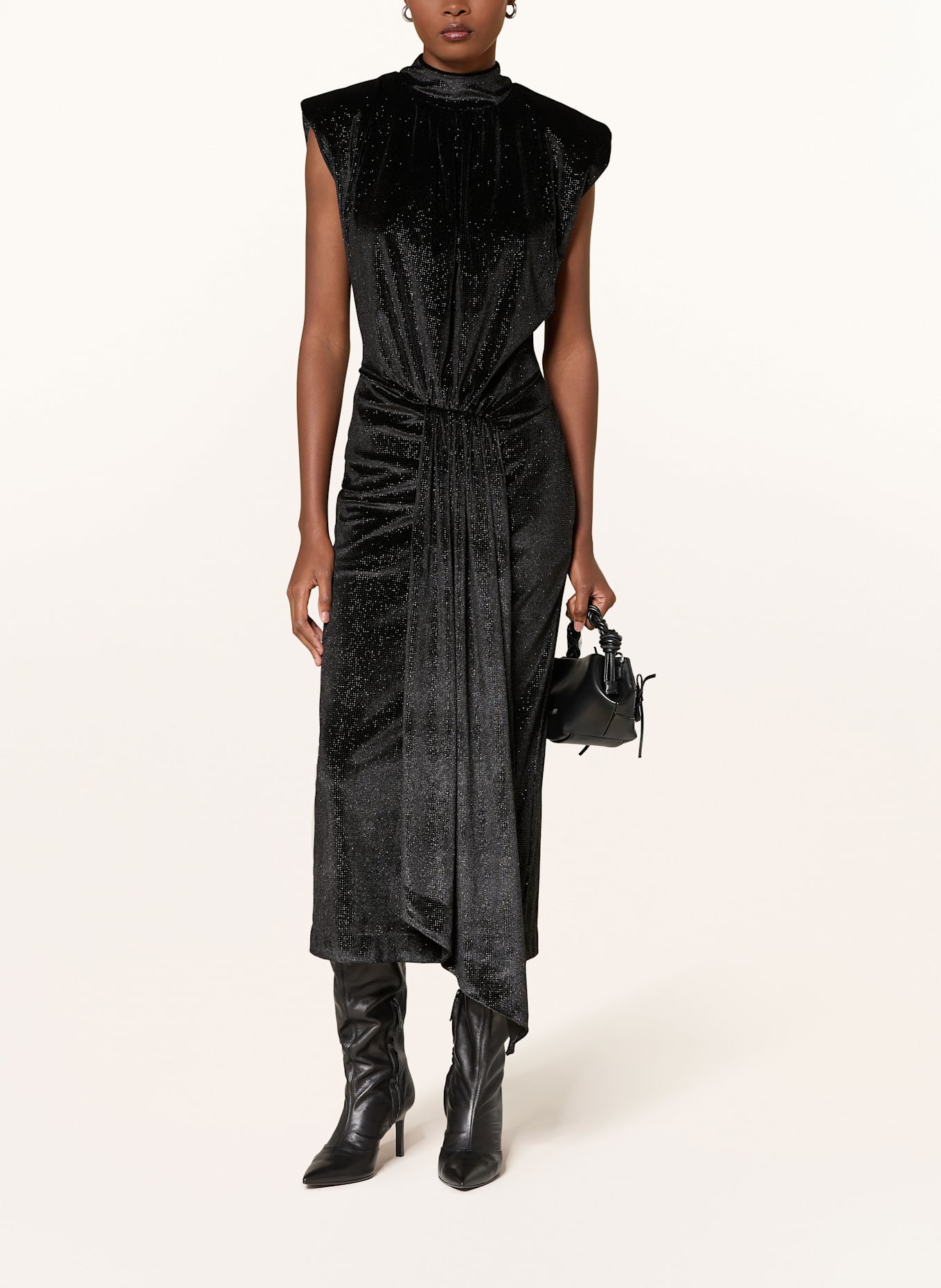 ESSENTIEL ANTWERP Samtkleid INCHE: SCHWARZ