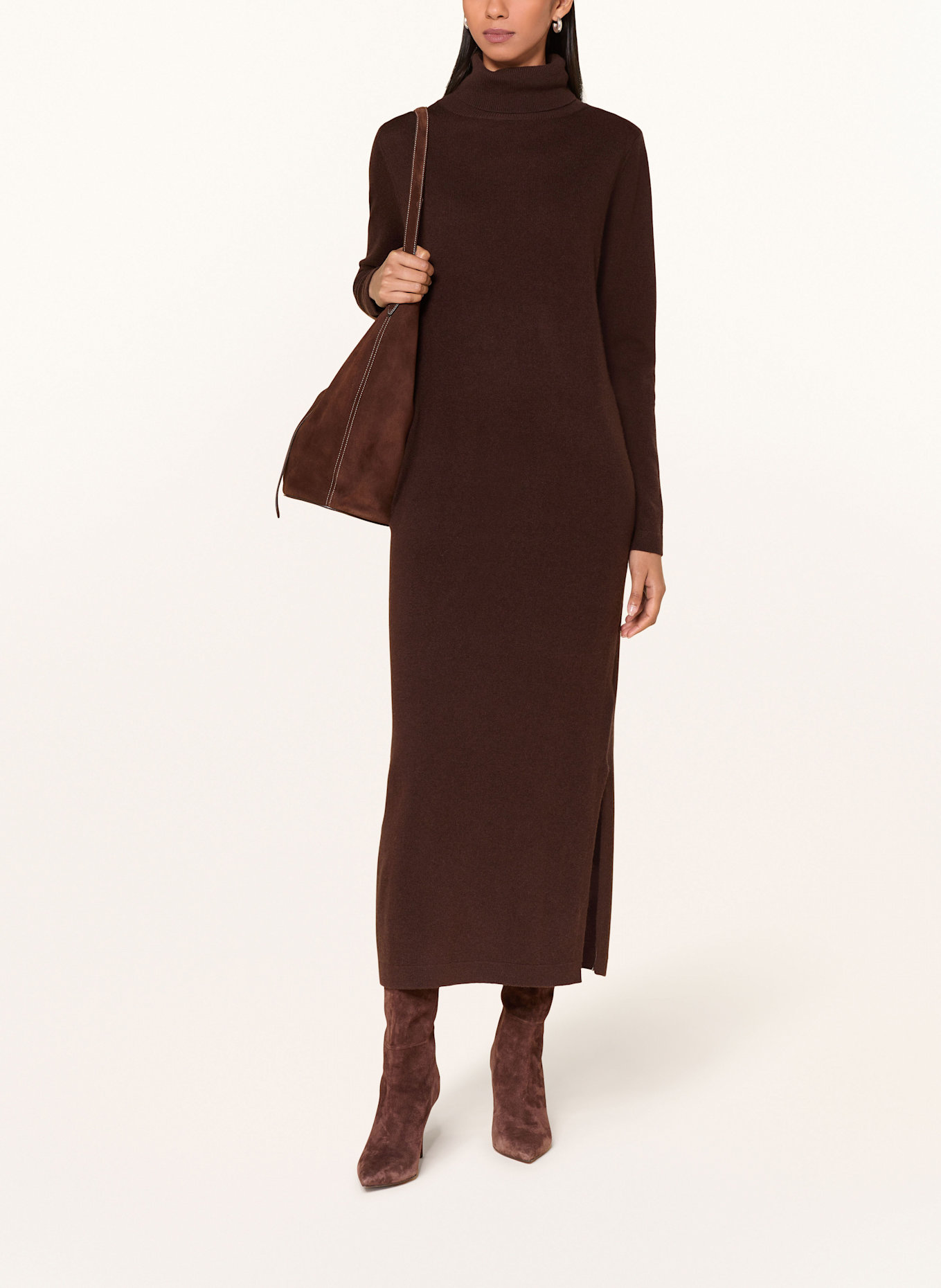 ALLUDE Strickkleid mit Cashmere: DUNKELBLAU / DUNKELBRAUN