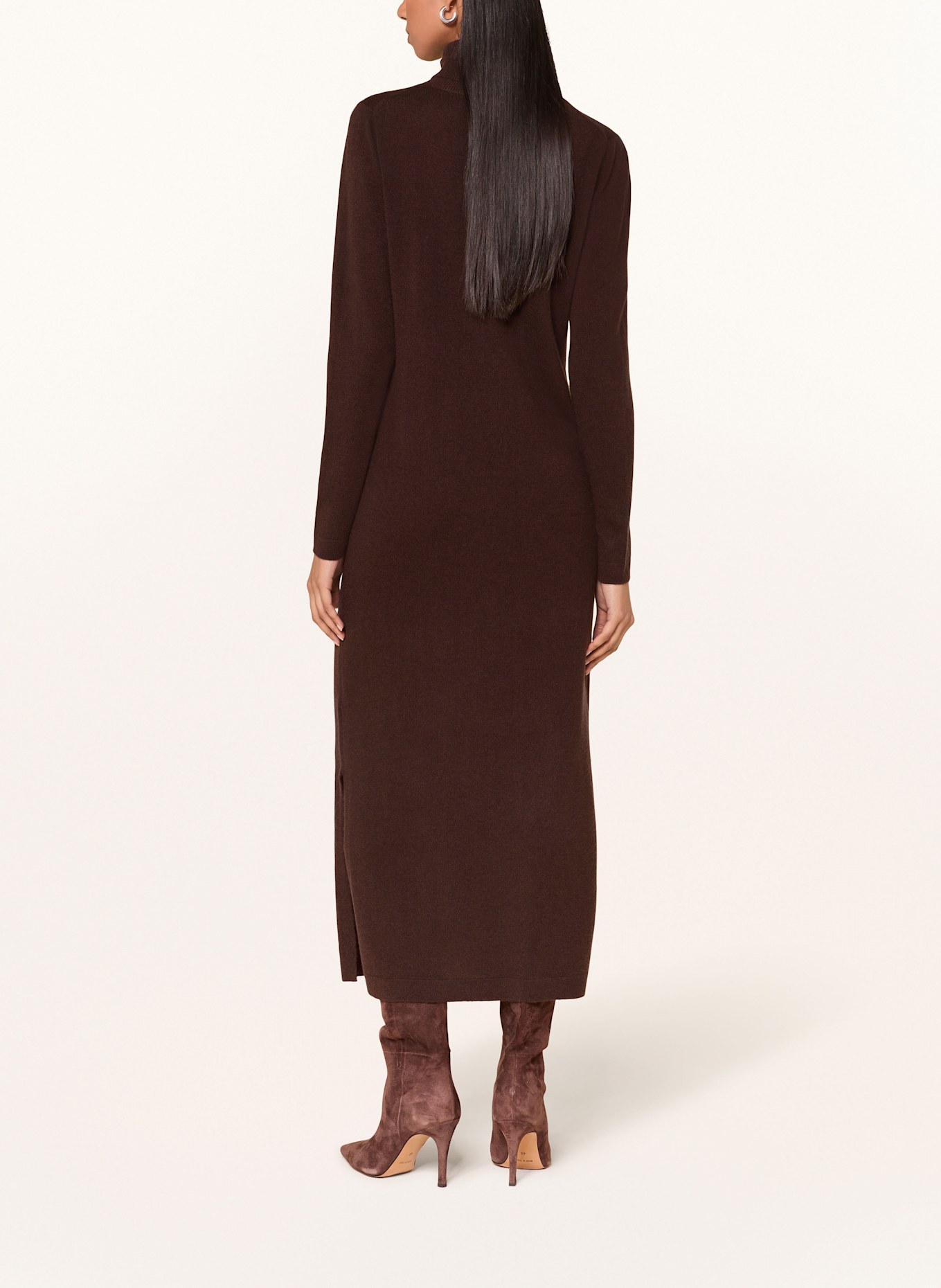 ALLUDE Strickkleid mit Cashmere: DUNKELBLAU / DUNKELBRAUN