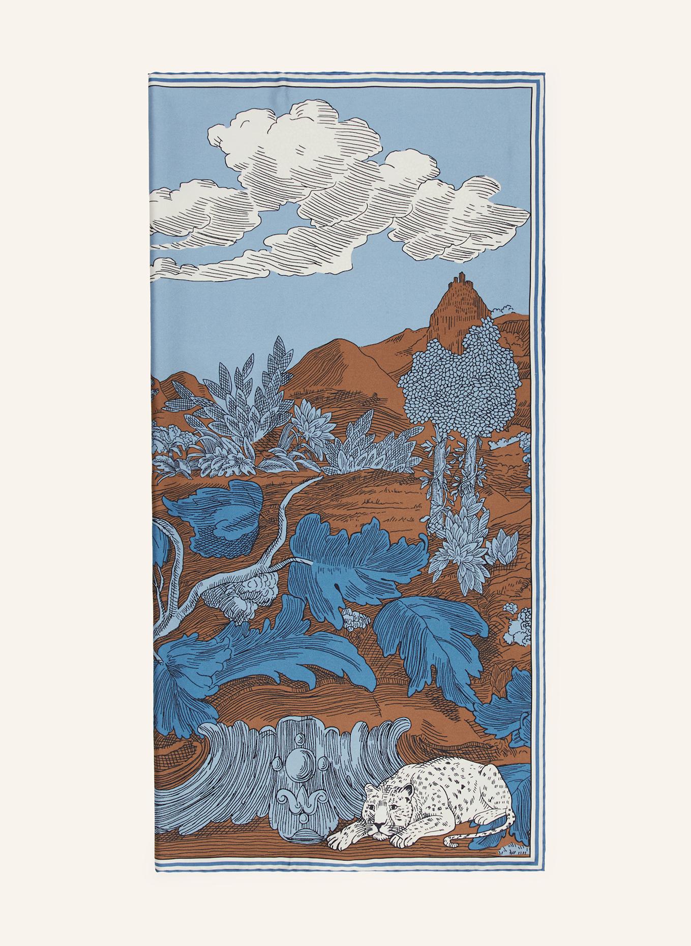 INOUI EDITIONS Tuch aus Seide: HELLBLAU / BRAUN