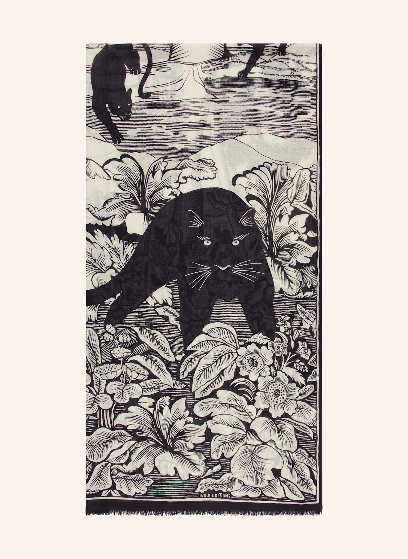 INOUI EDITIONS Szal PANTHERE: ECRU / GRANATOWY