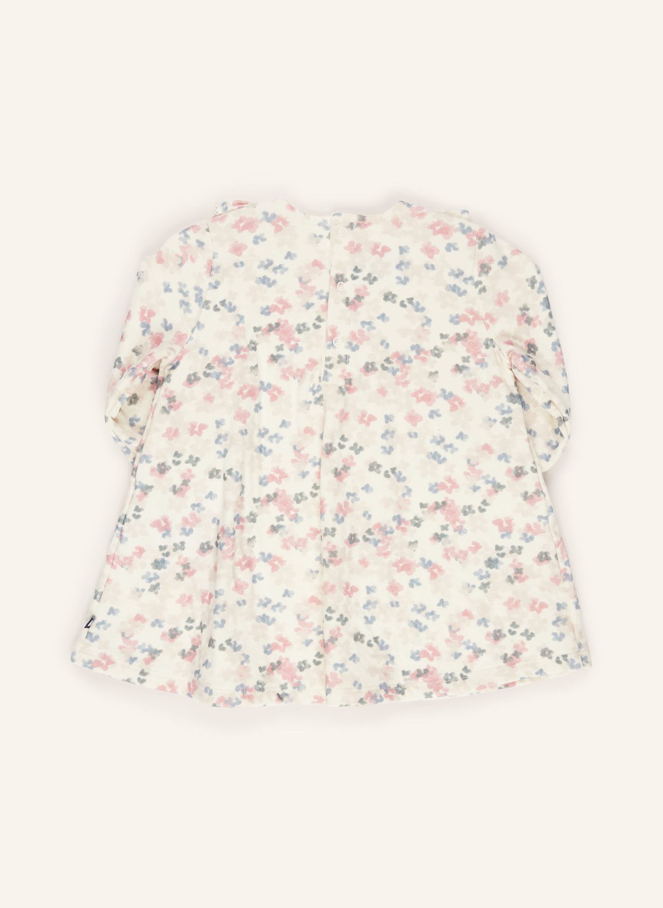 PETIT BATEAU Kleid mit Rüschen: ECRU / CREME / ALTROSA