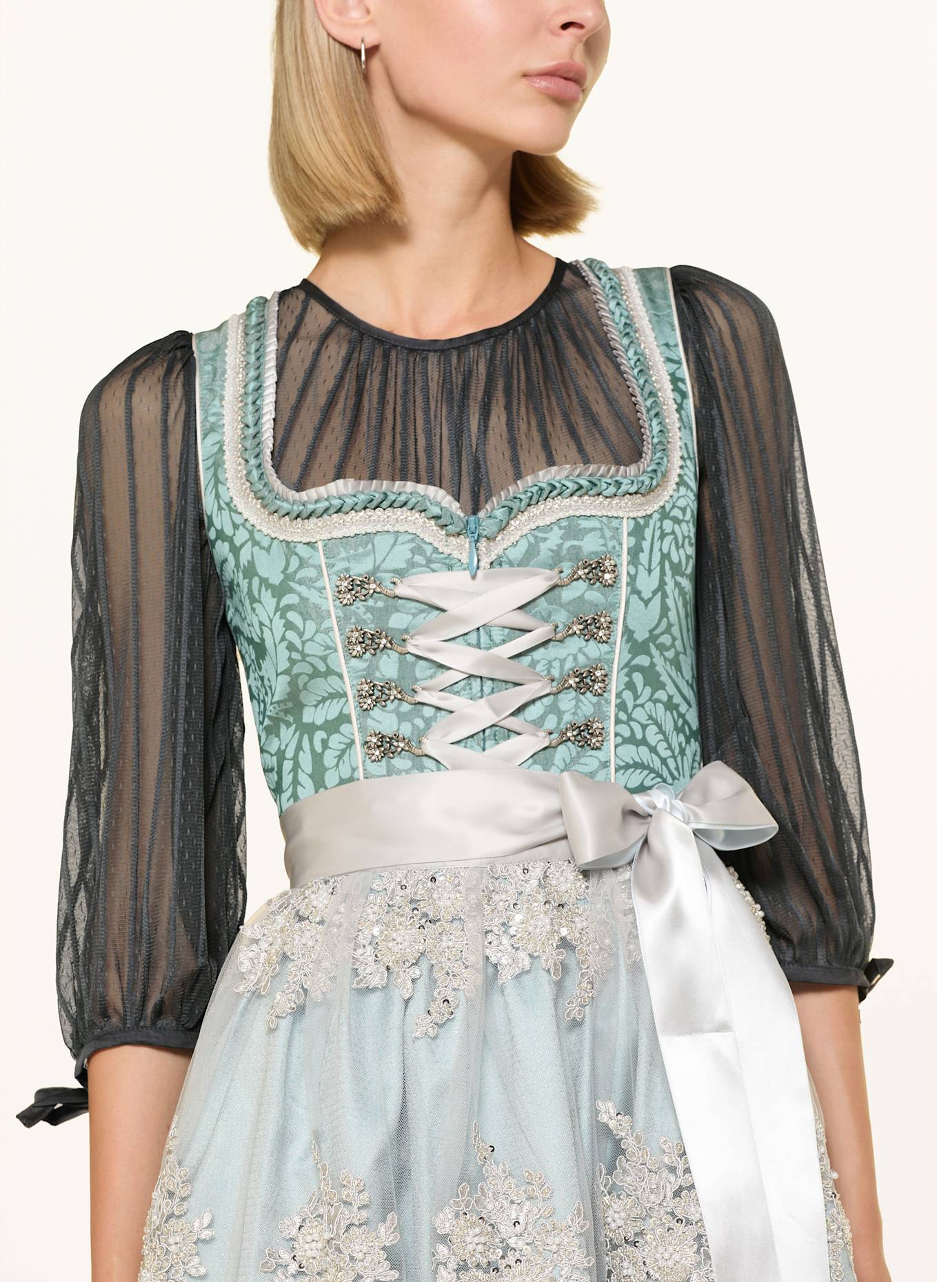 KRÜGER Dirndlbluse LAURYNA aus Mesh: DUNKELGRAU