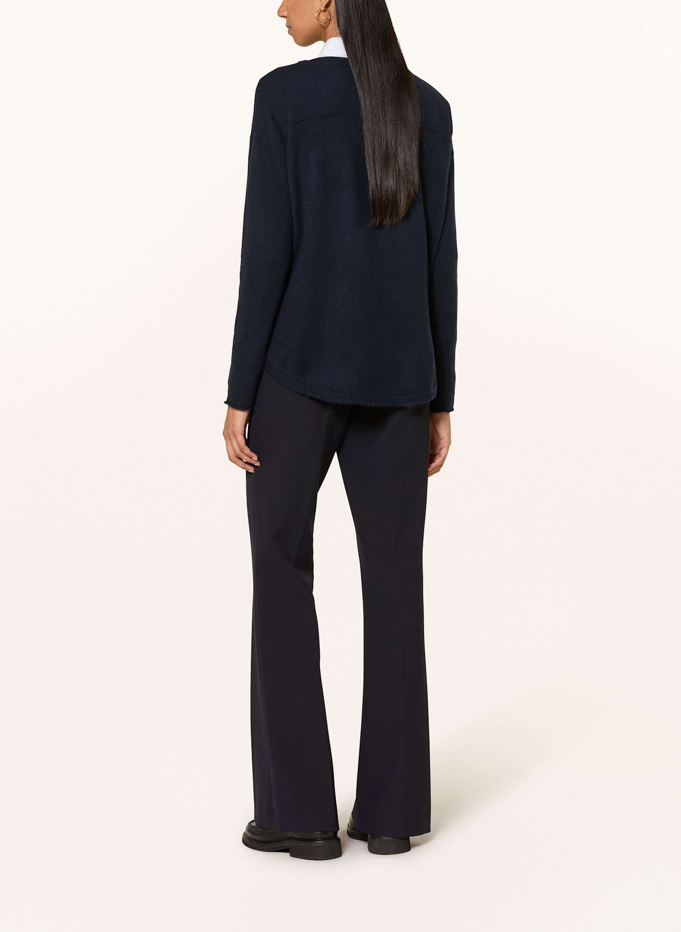 HEMISPHERE Cashmere-Pullover mit Schmucksteinen: DUNKELBLAU