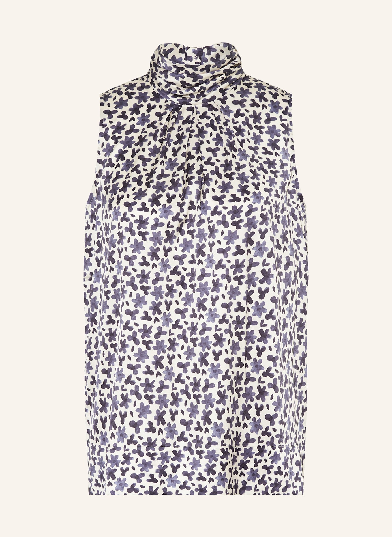 HEMISPHERE Blusentop aus Seide: DUNKELBLAU / WEISS