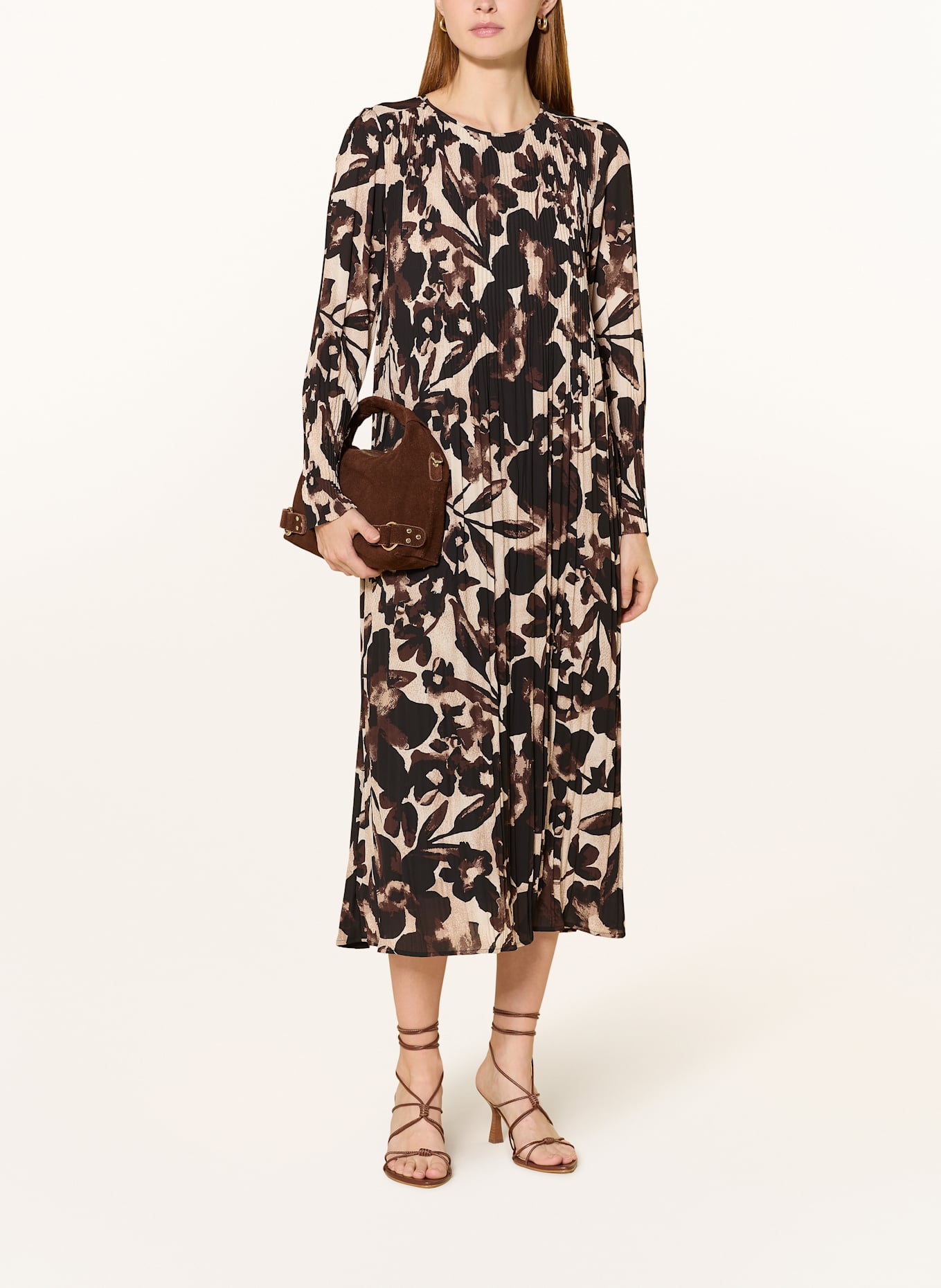 Betty Barclay Plisseekleid: SCHWARZ / BRAUN / CREME