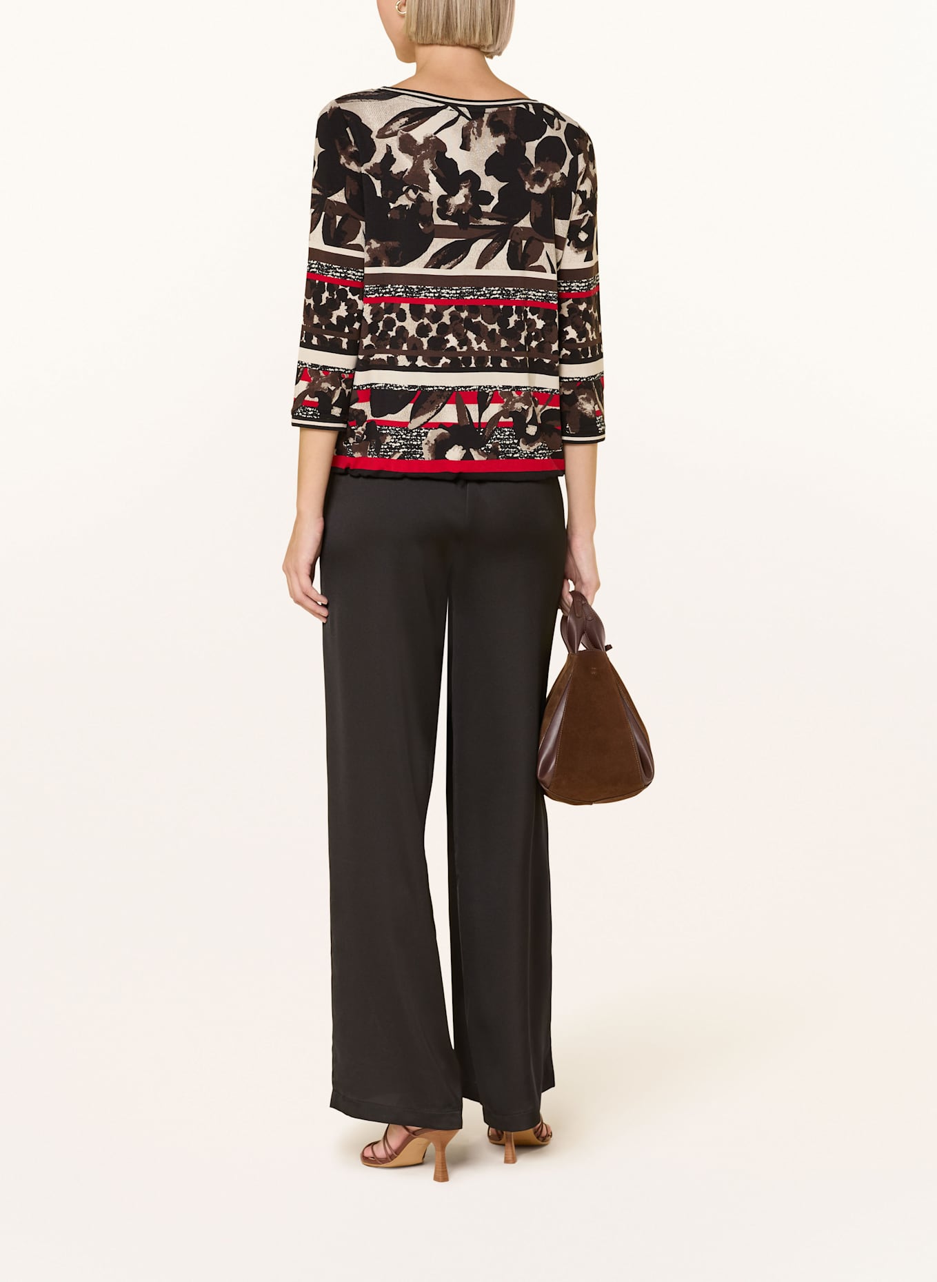 Betty Barclay Shirt mit 3/4-Arm und Schmucksteinen: SCHWARZ / ROT / BRAUN