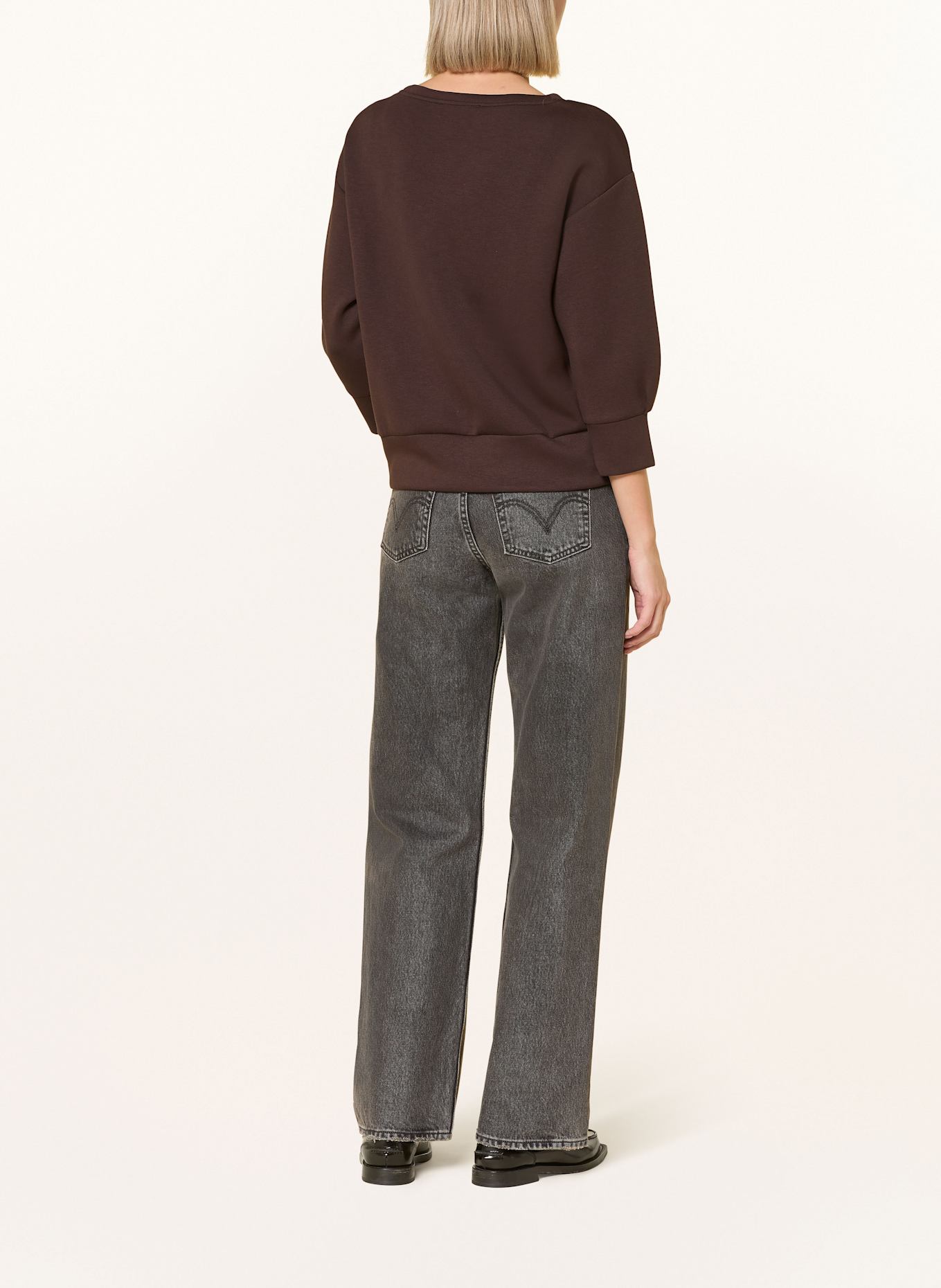 Betty Barclay Sweatshirt mit Schmucksteinen und 3/4-Arm: DUNKELBRAUN